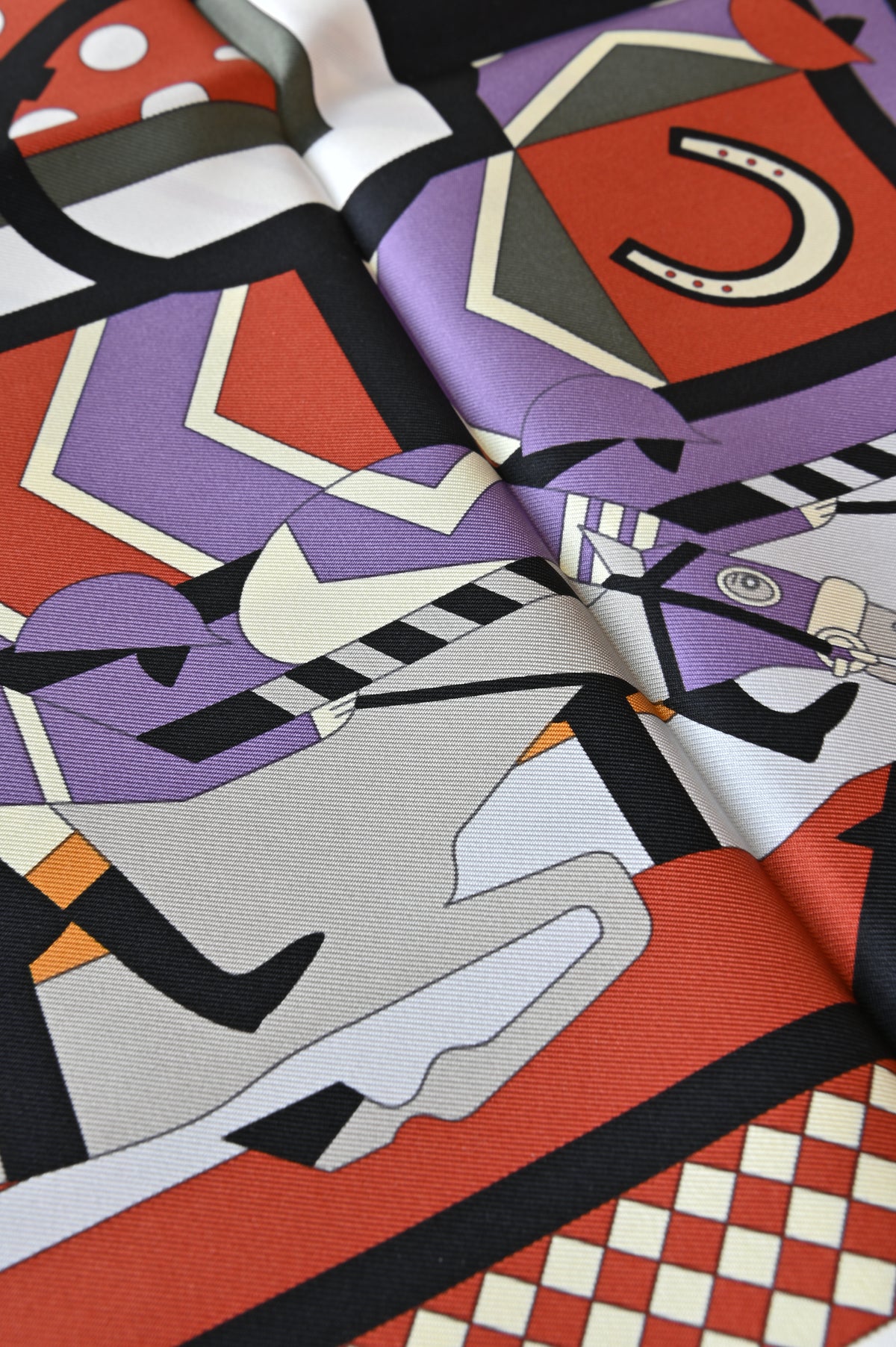 Hermes Horse Graphic Design Silk Scarf detail
