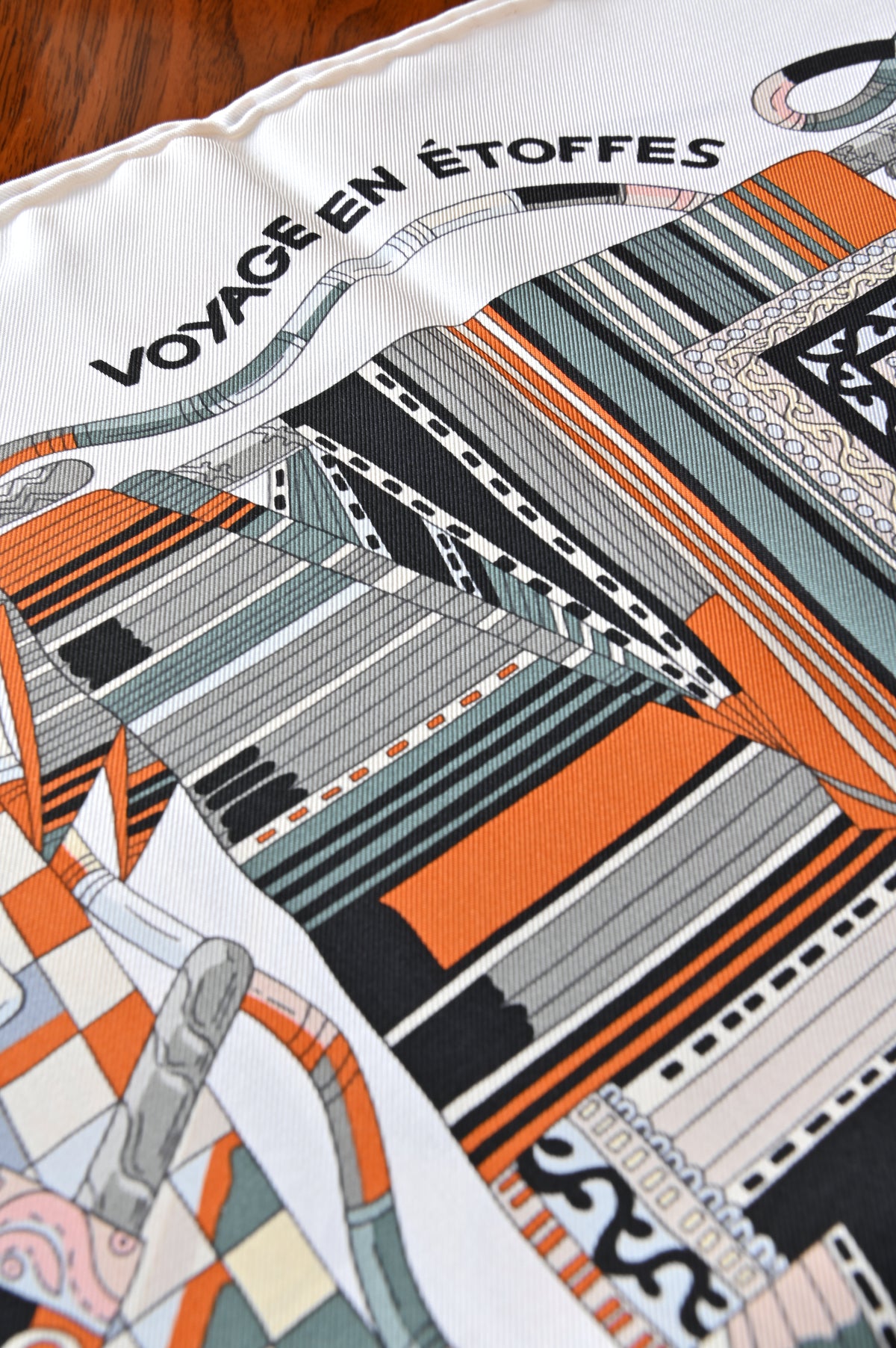 Hermes Industrial Design Silk Scarf text