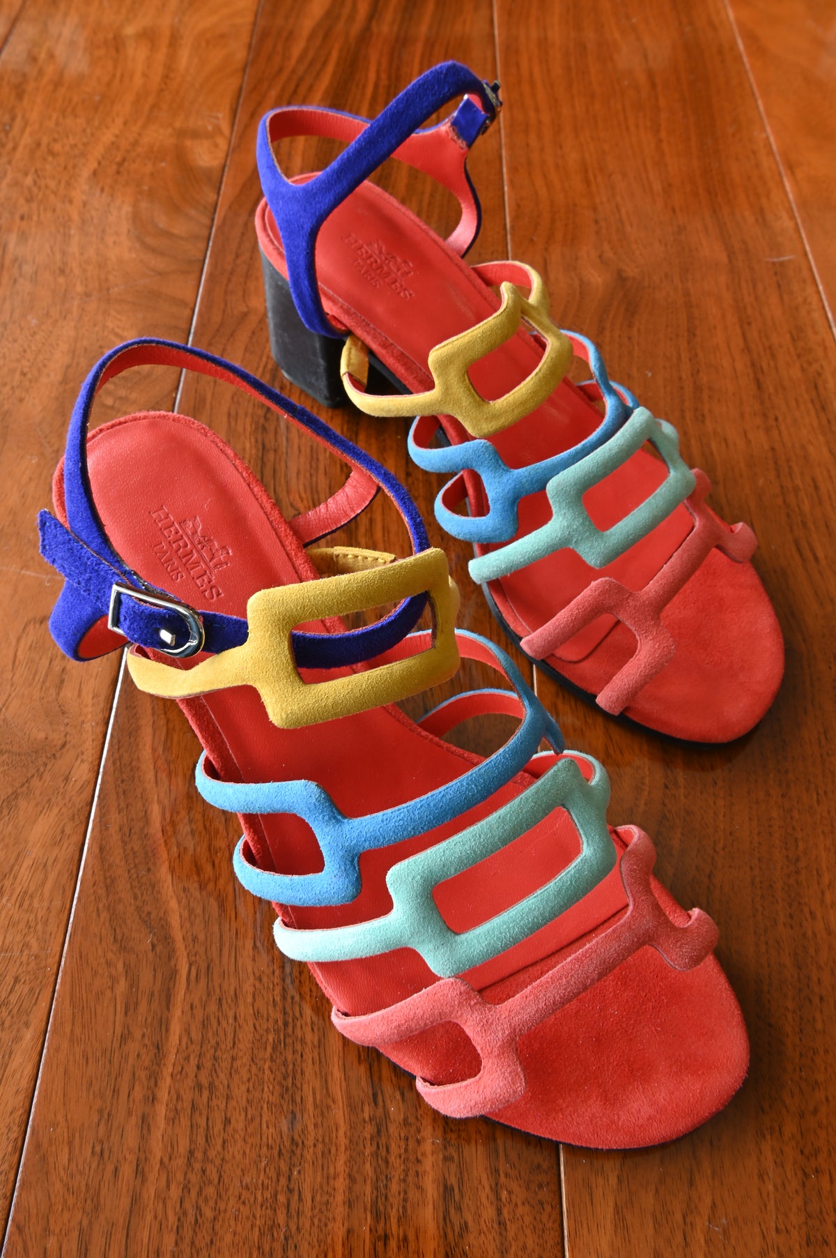 Hermes Oracle MultiColor Suede Sandals