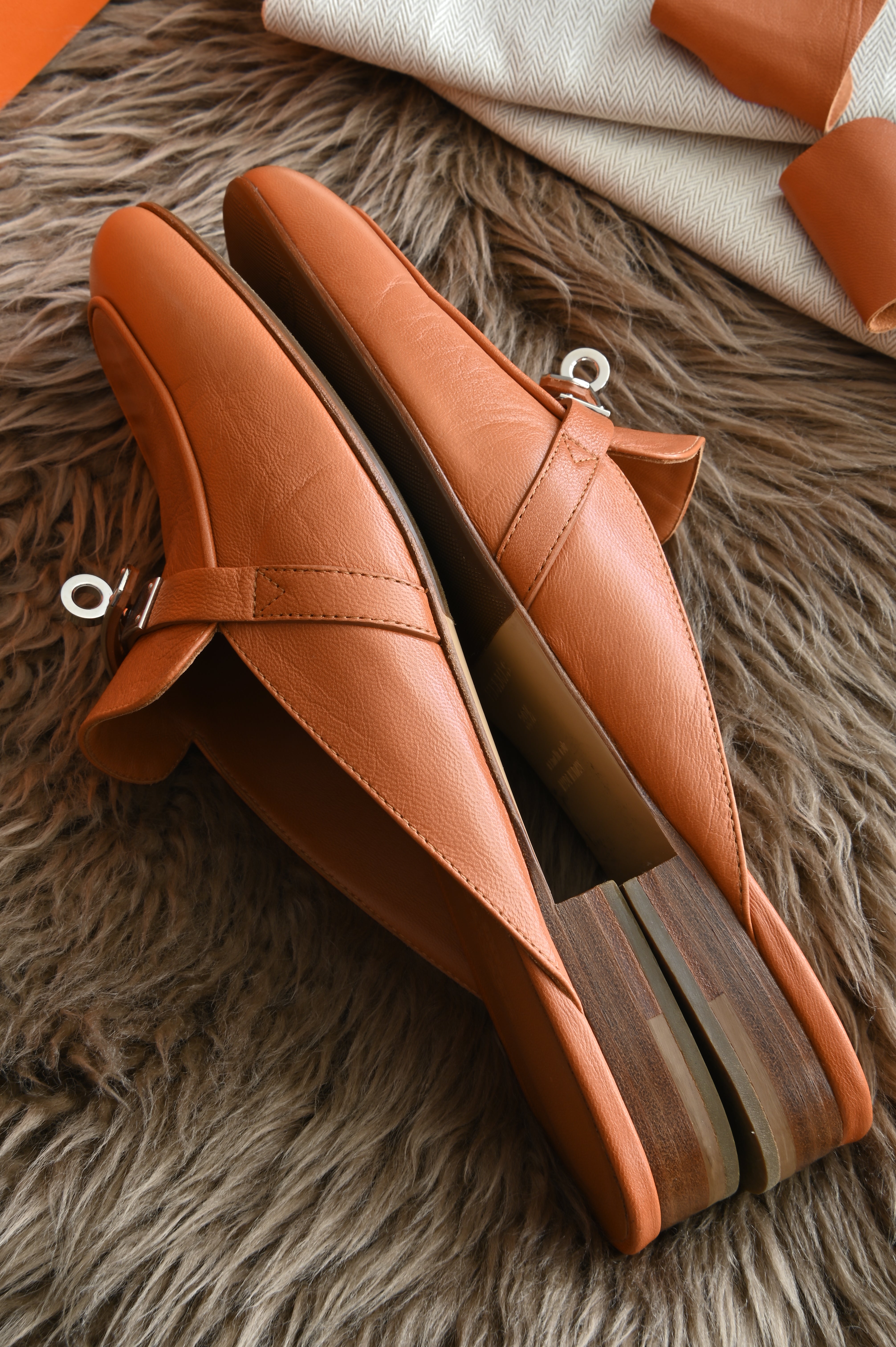 Hermes Oz mules in Tan side