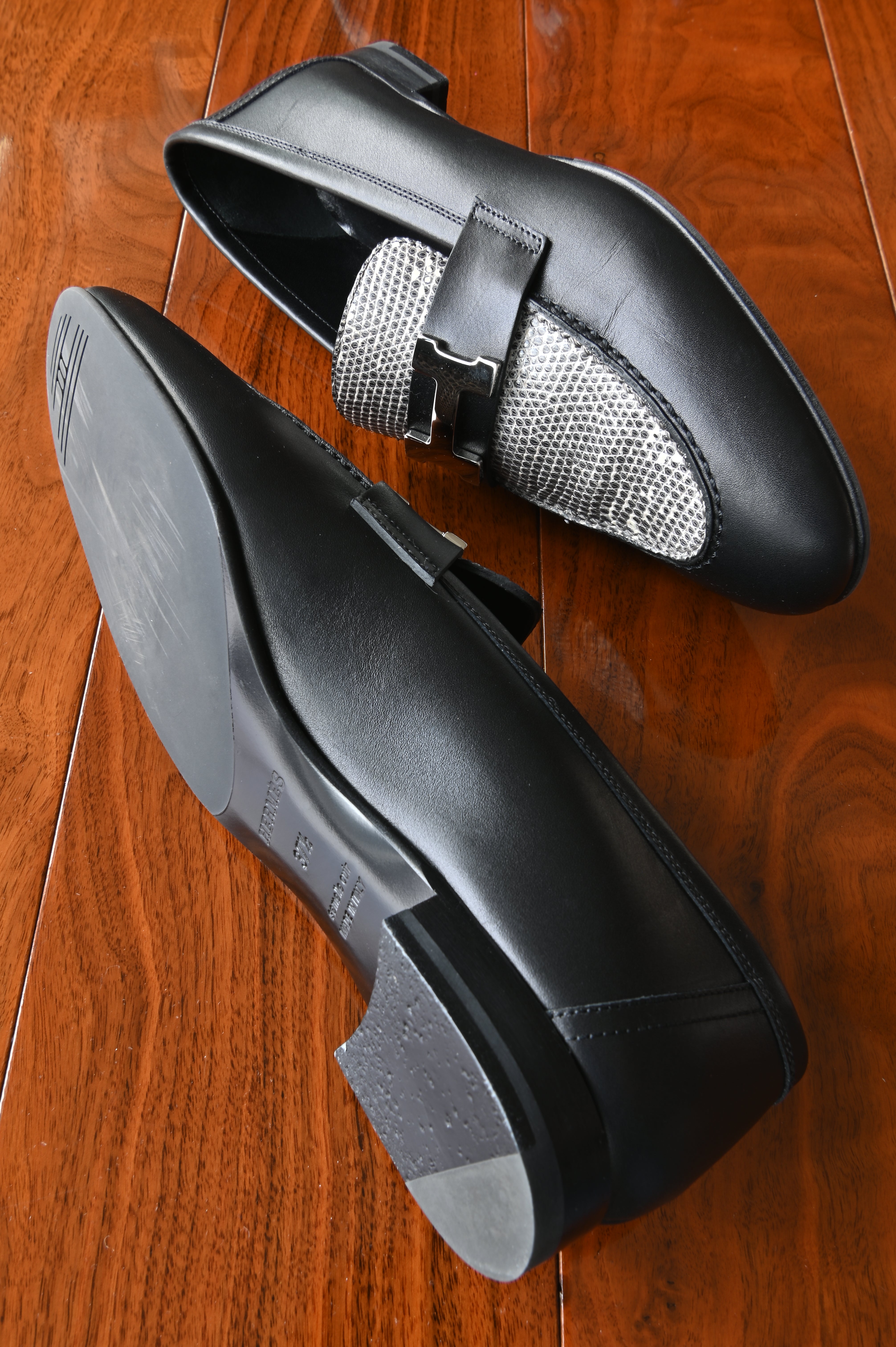Hermes Paris Lizard Emboss Loafers side two