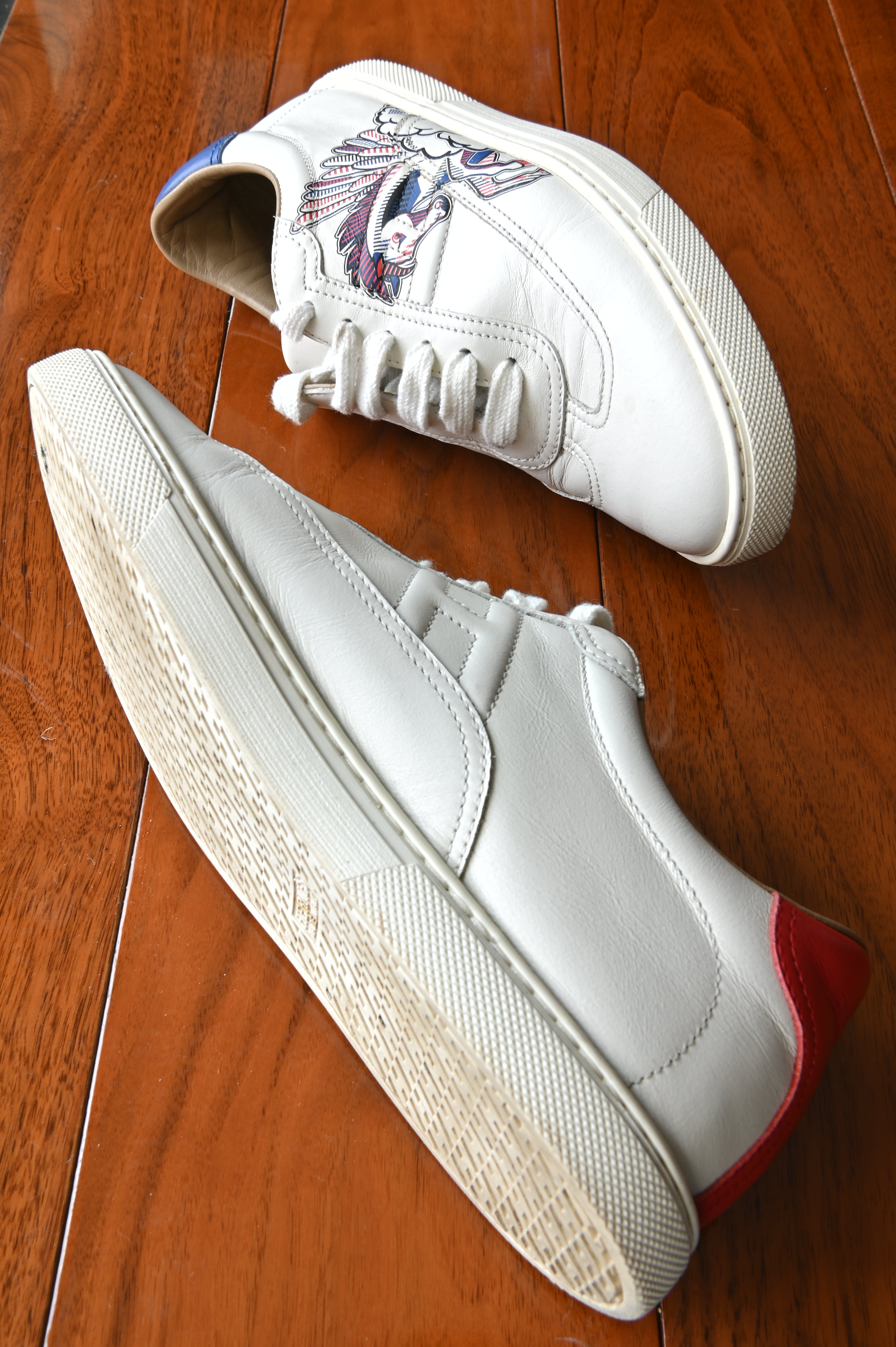 Hermes White Dual-Color Pegasus Sneakers side two