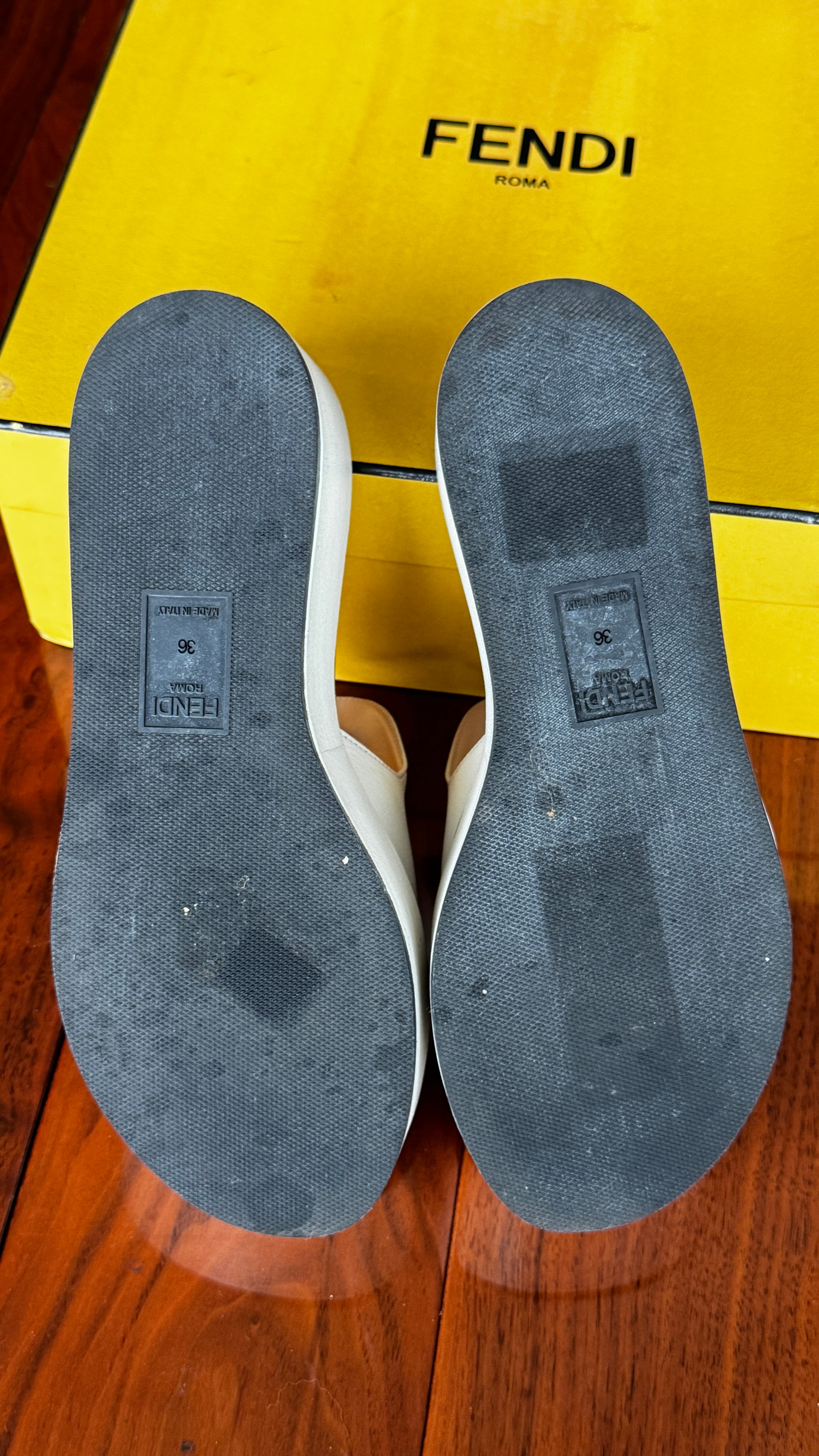 Fendi White Platform Mules