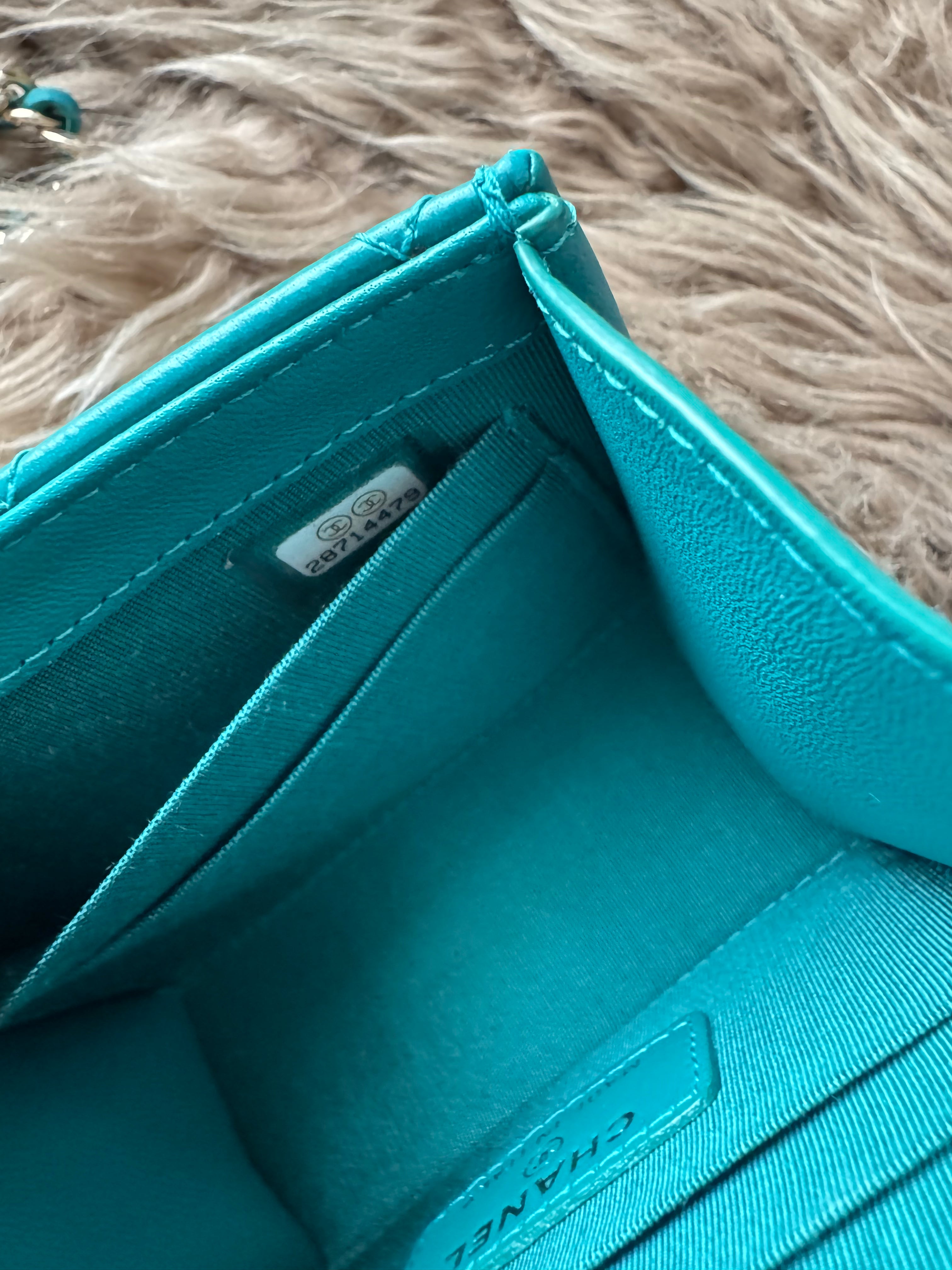 Chanel Quilted Trendy Mini WOC in teal blue