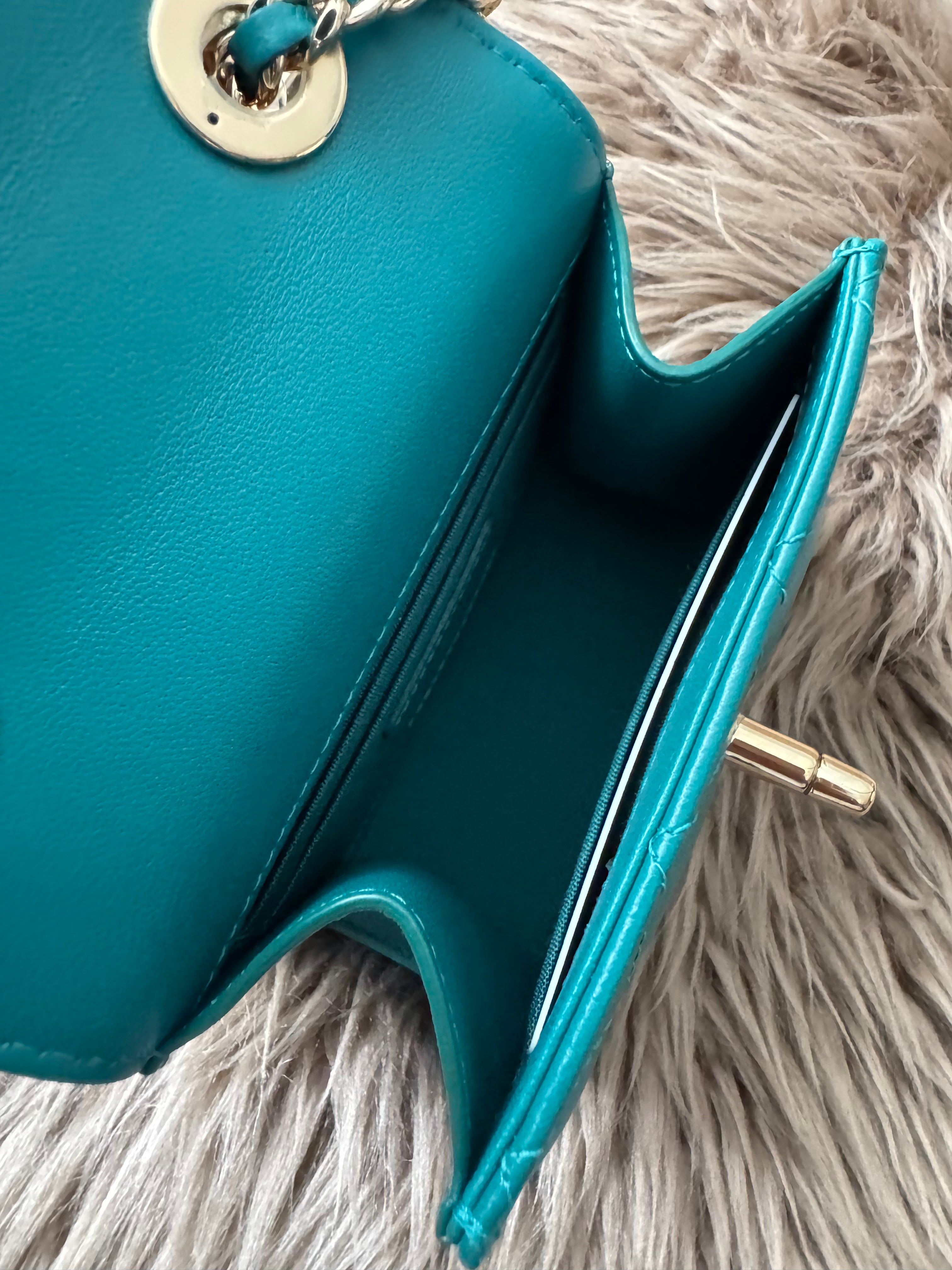 Chanel Quilted Trendy Mini WOC in teal blue