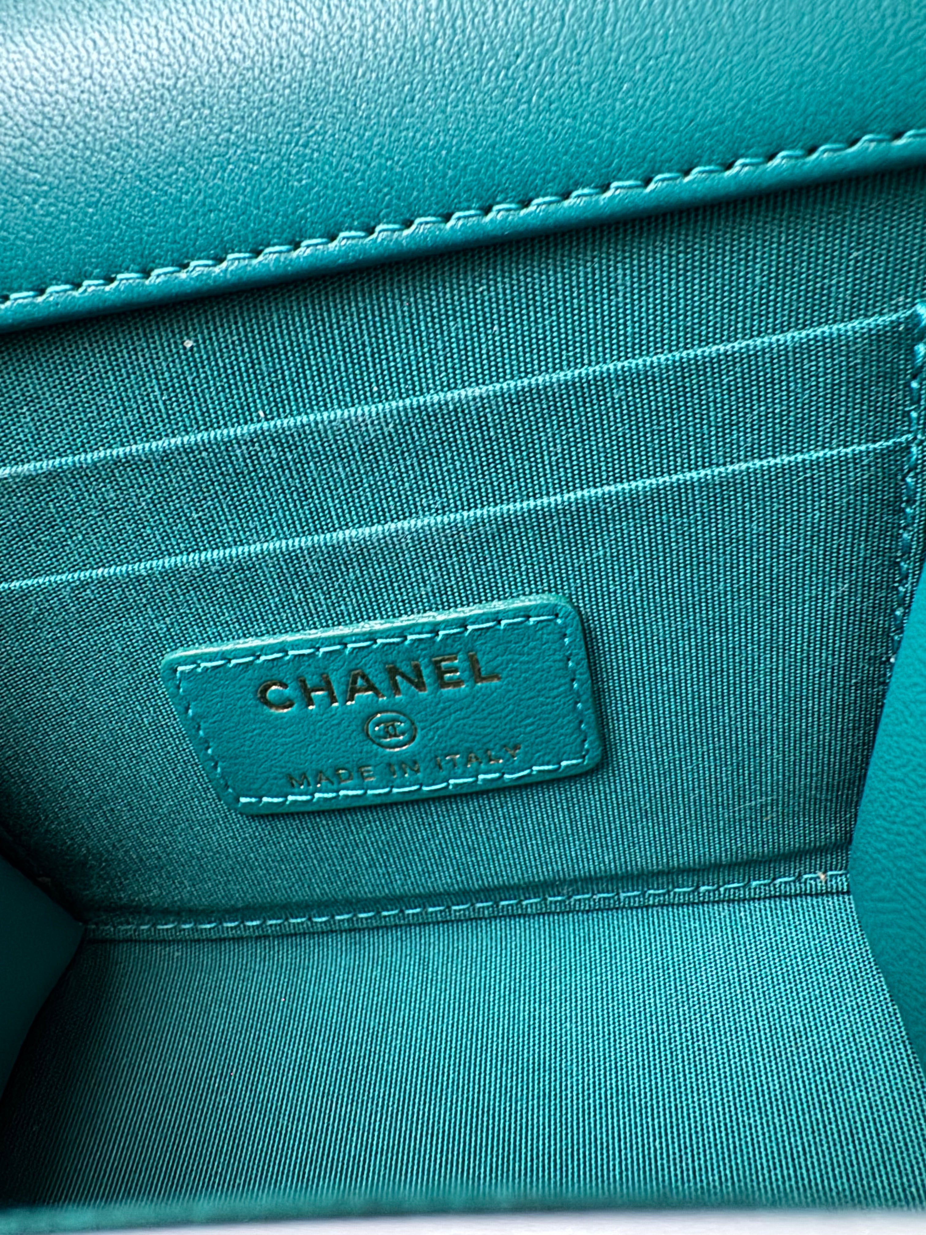Chanel Quilted Trendy Mini WOC in teal blue