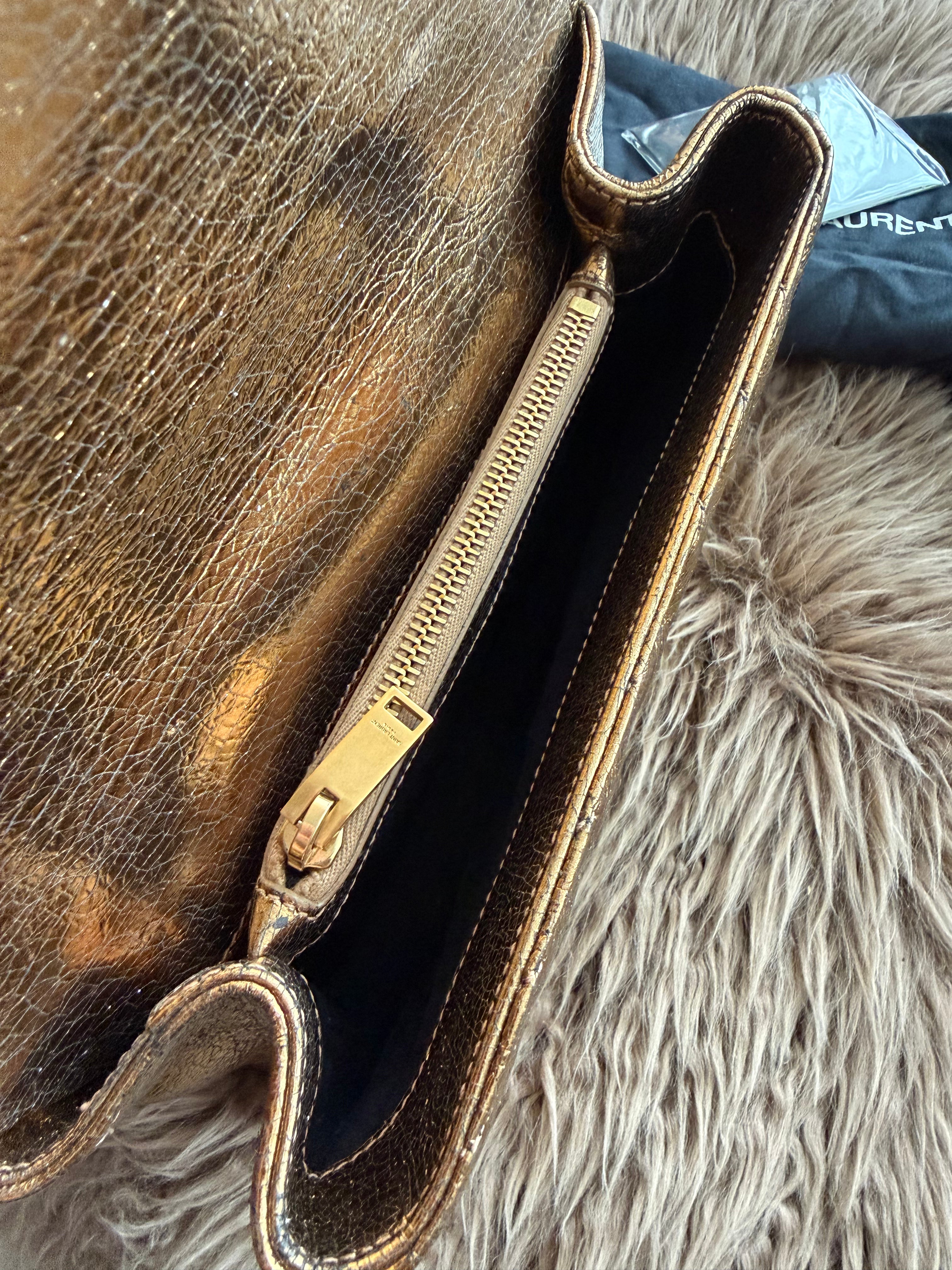 Saint Laurent YSL metallic gold college bag in medium