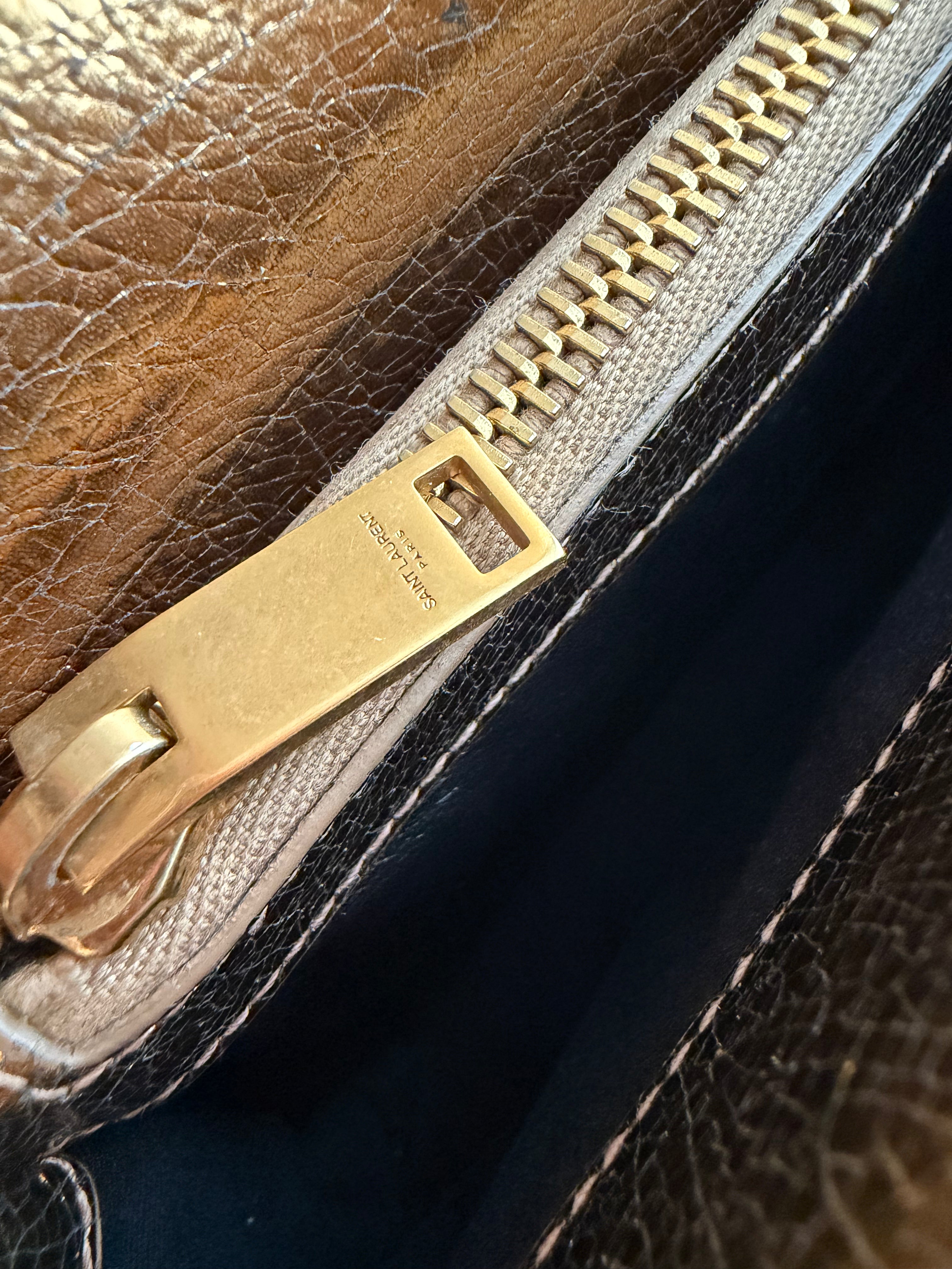 Saint Laurent YSL metallic gold college bag in medium