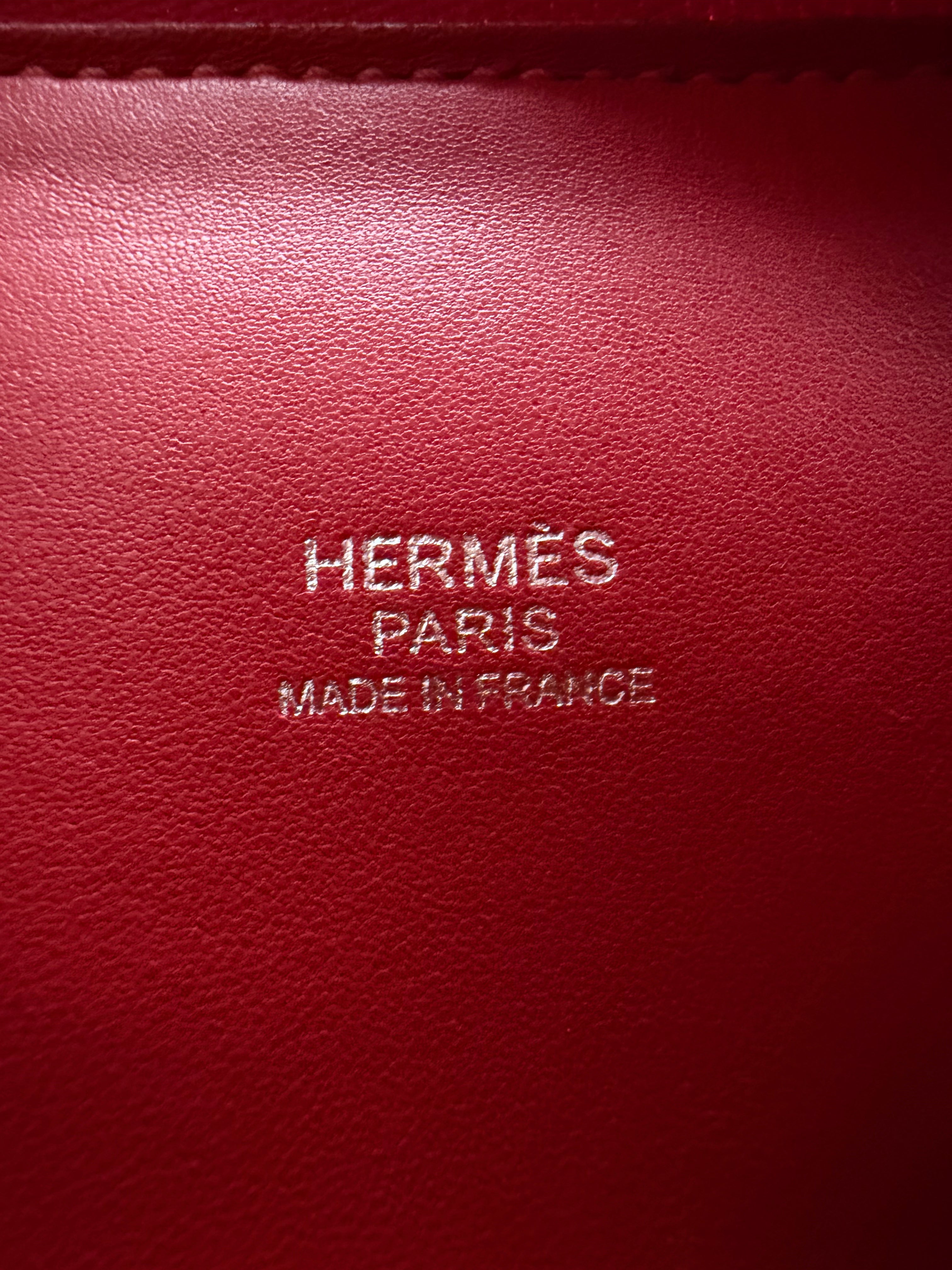 HERMÈS Bolide 31 handbag in Rouge Pivoine Clemence leather with Palladium hardware
