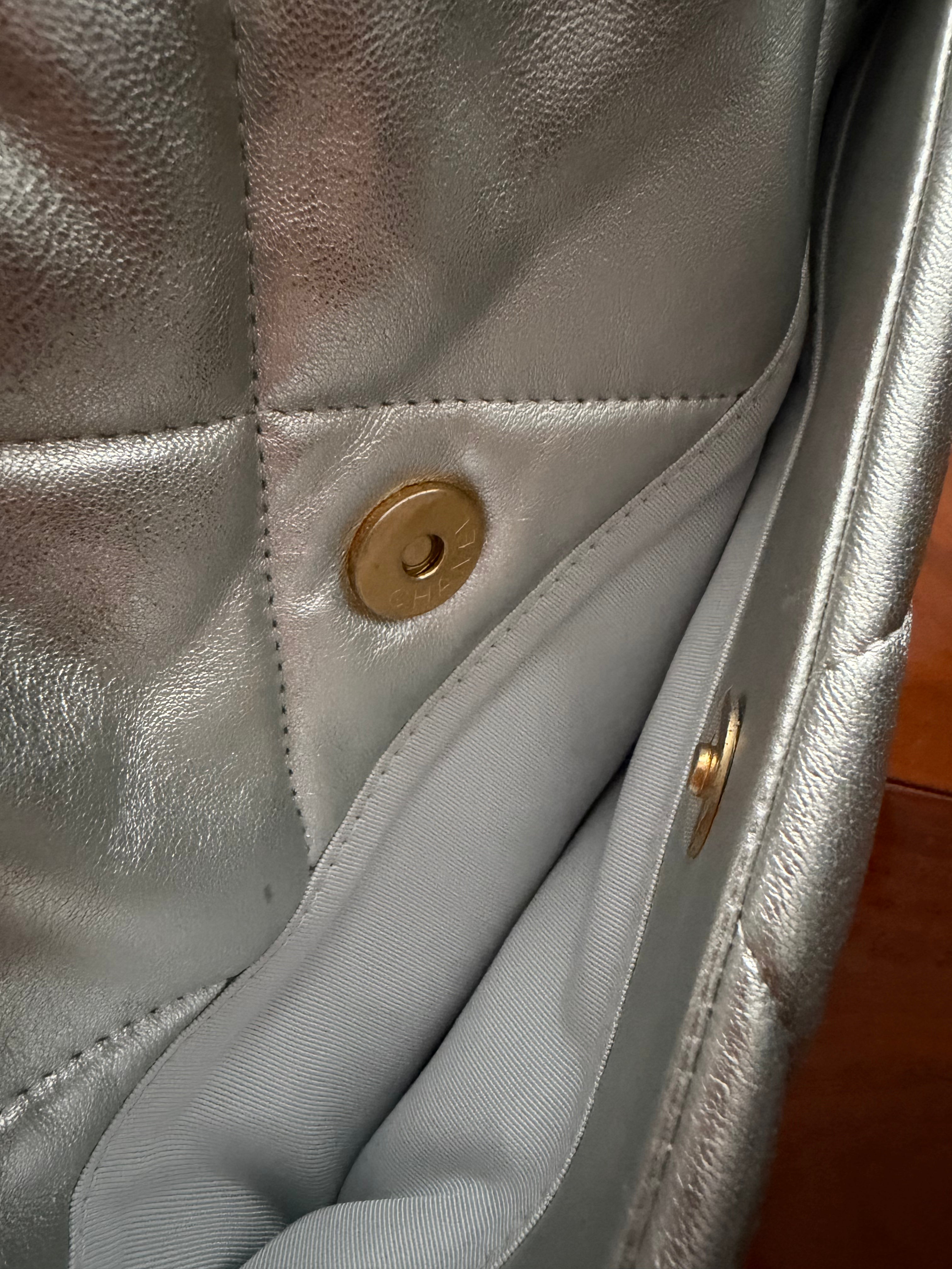 Chanel CC 19 Silver large Flap Bag