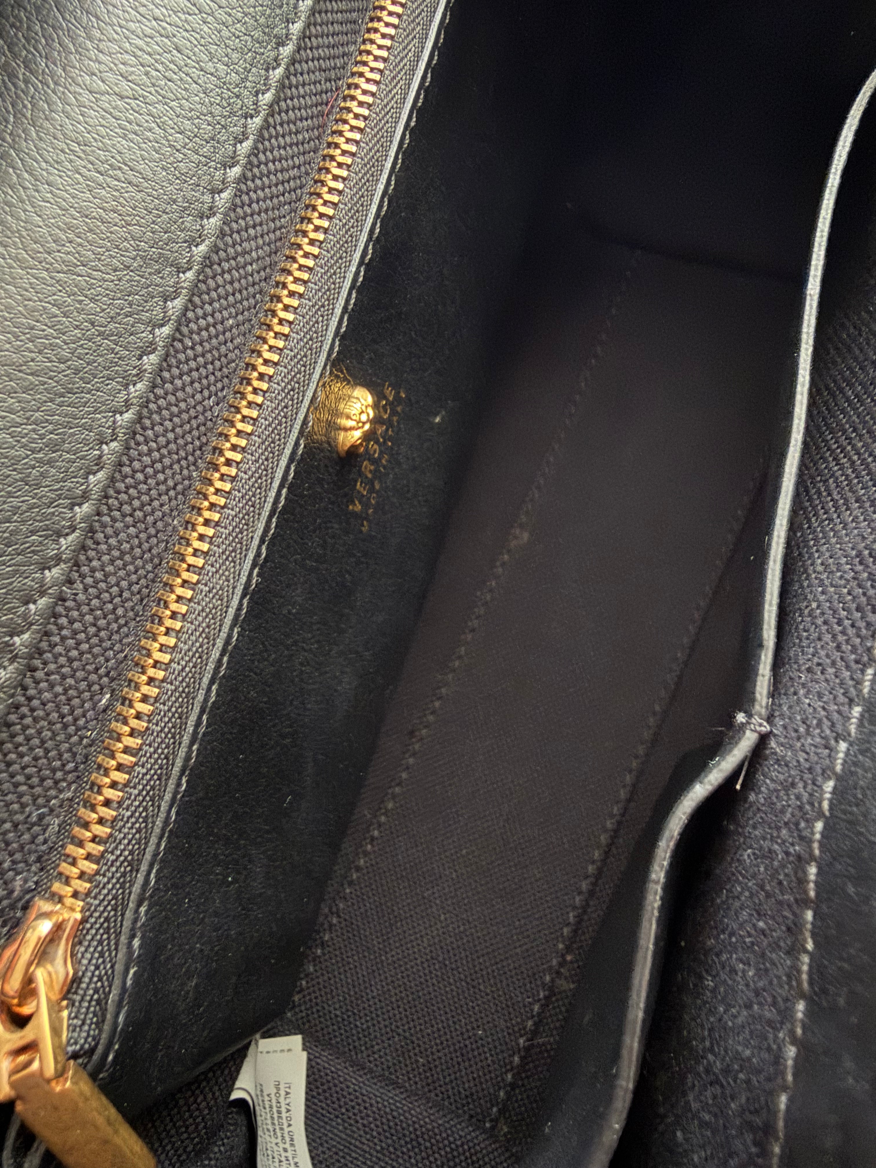 Versace Tartan Studded Palazzo Empire bag in black