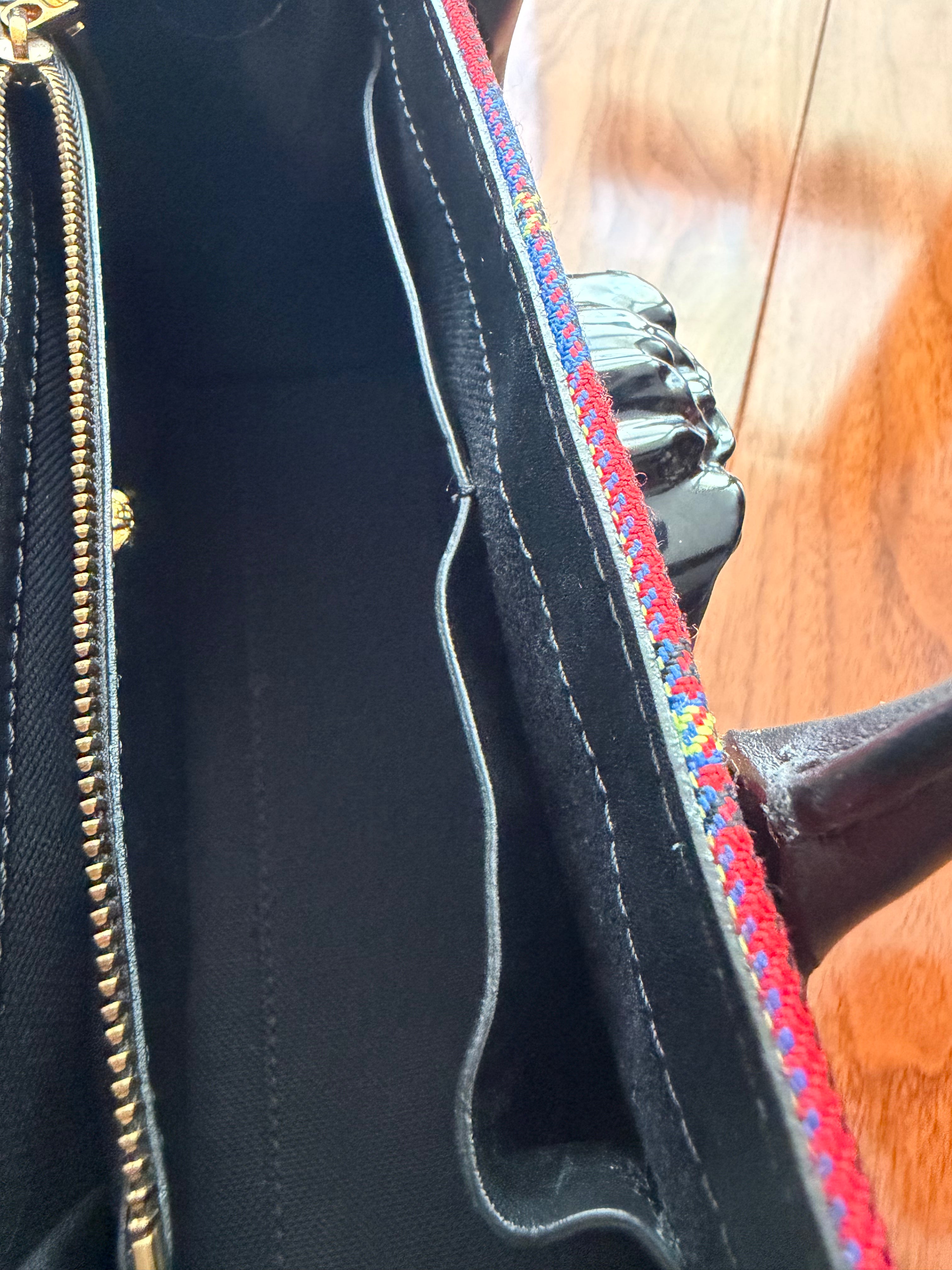 Versace Tartan Studded Palazzo Empire bag in black