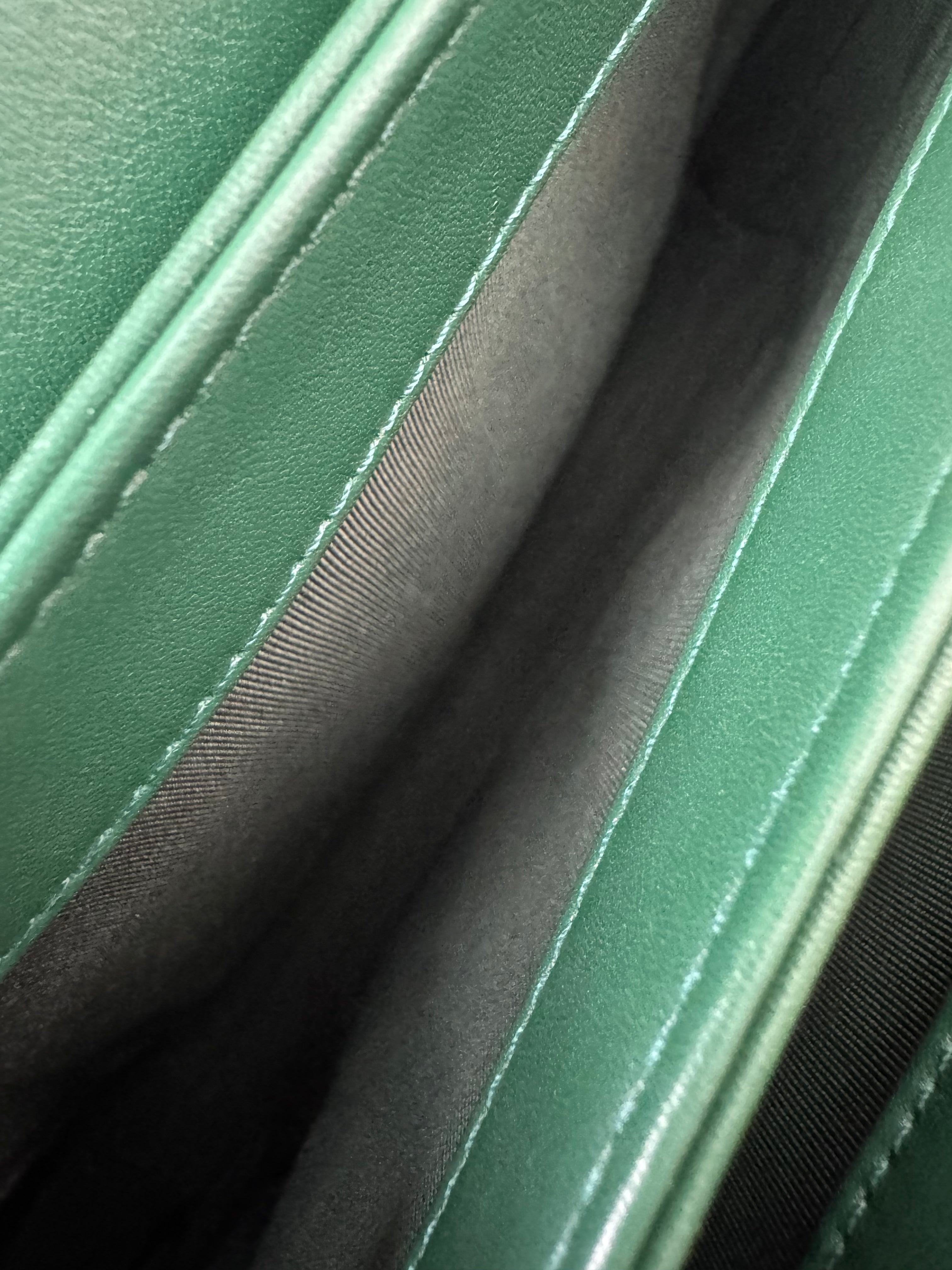 Chanel Chain Shoulder Bag Matelasse in Green and gold hardware
