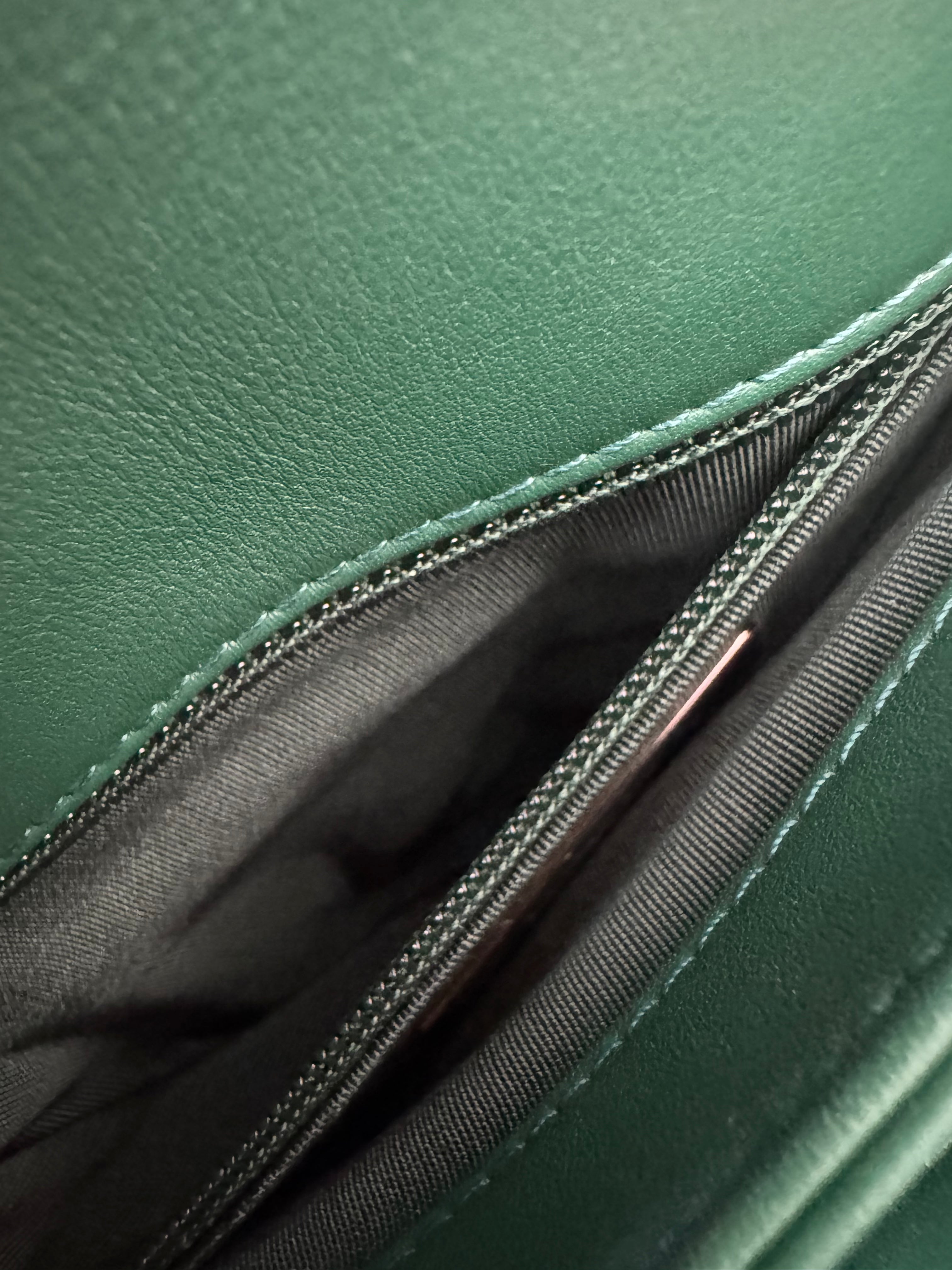 Chanel Chain Shoulder Bag Matelasse in Green and gold hardware