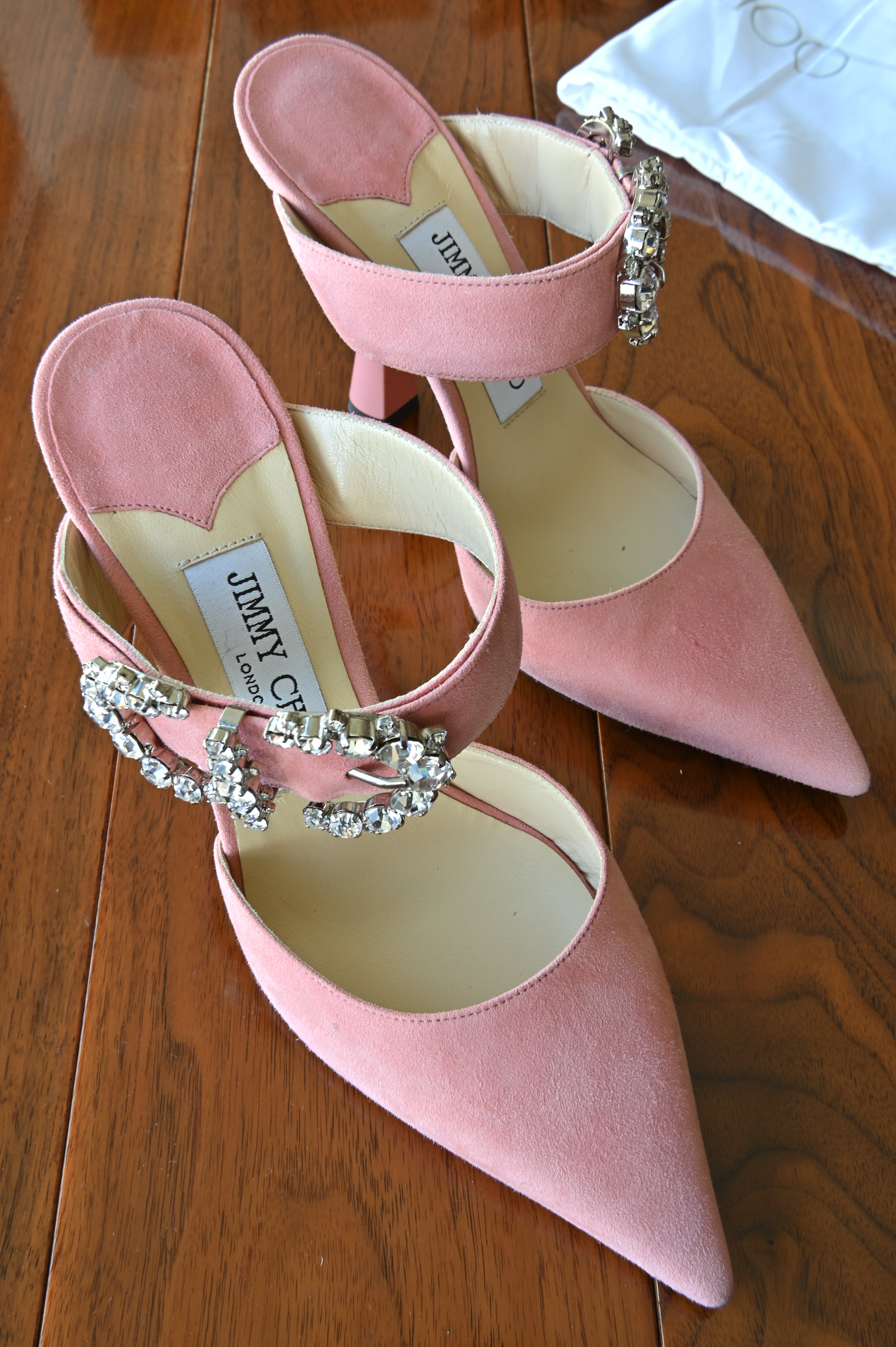 Jimmy Choo Pink Crystal Ankle Heels