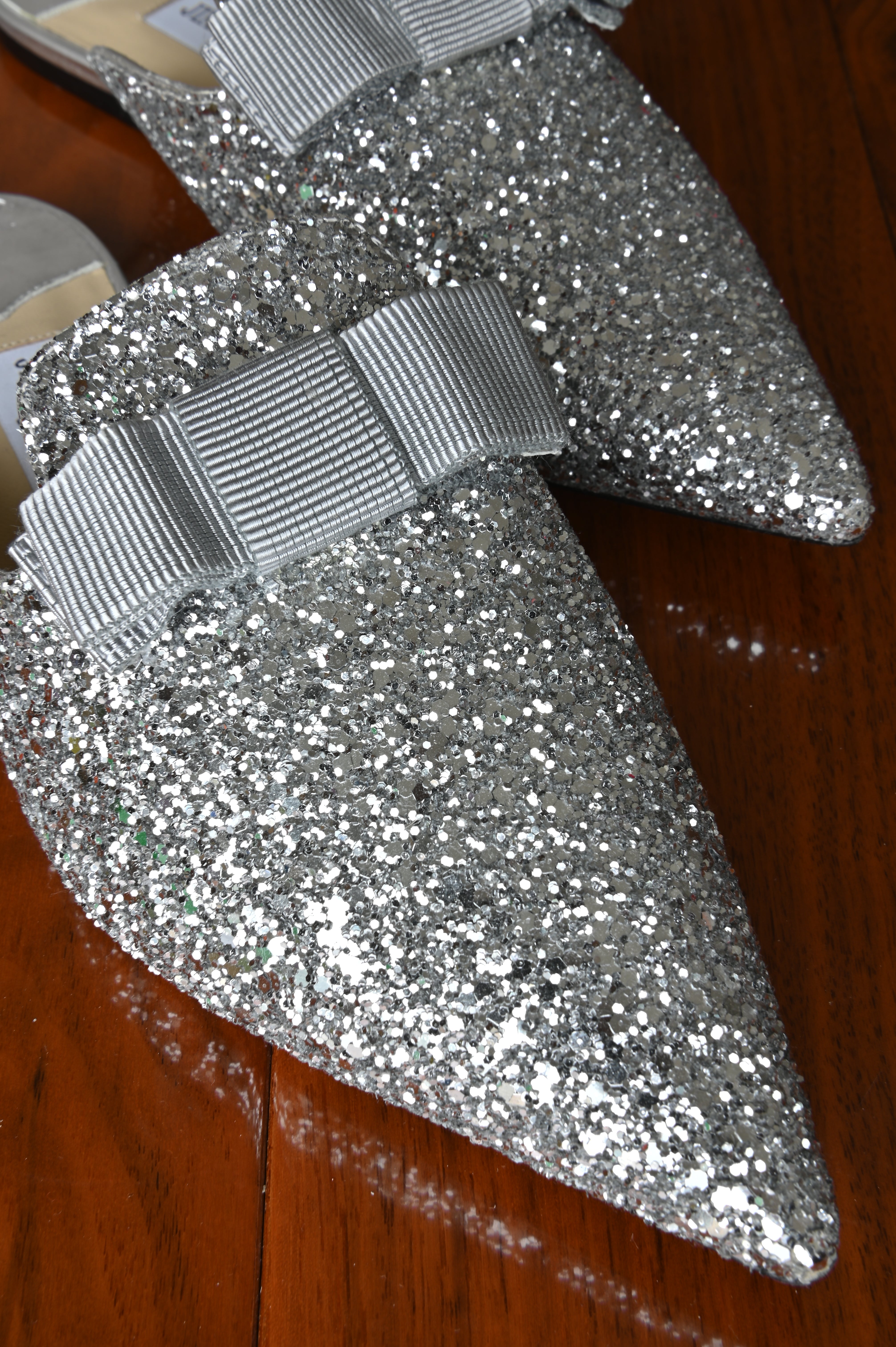 Jimmy Choo Silver Flat Mules front
