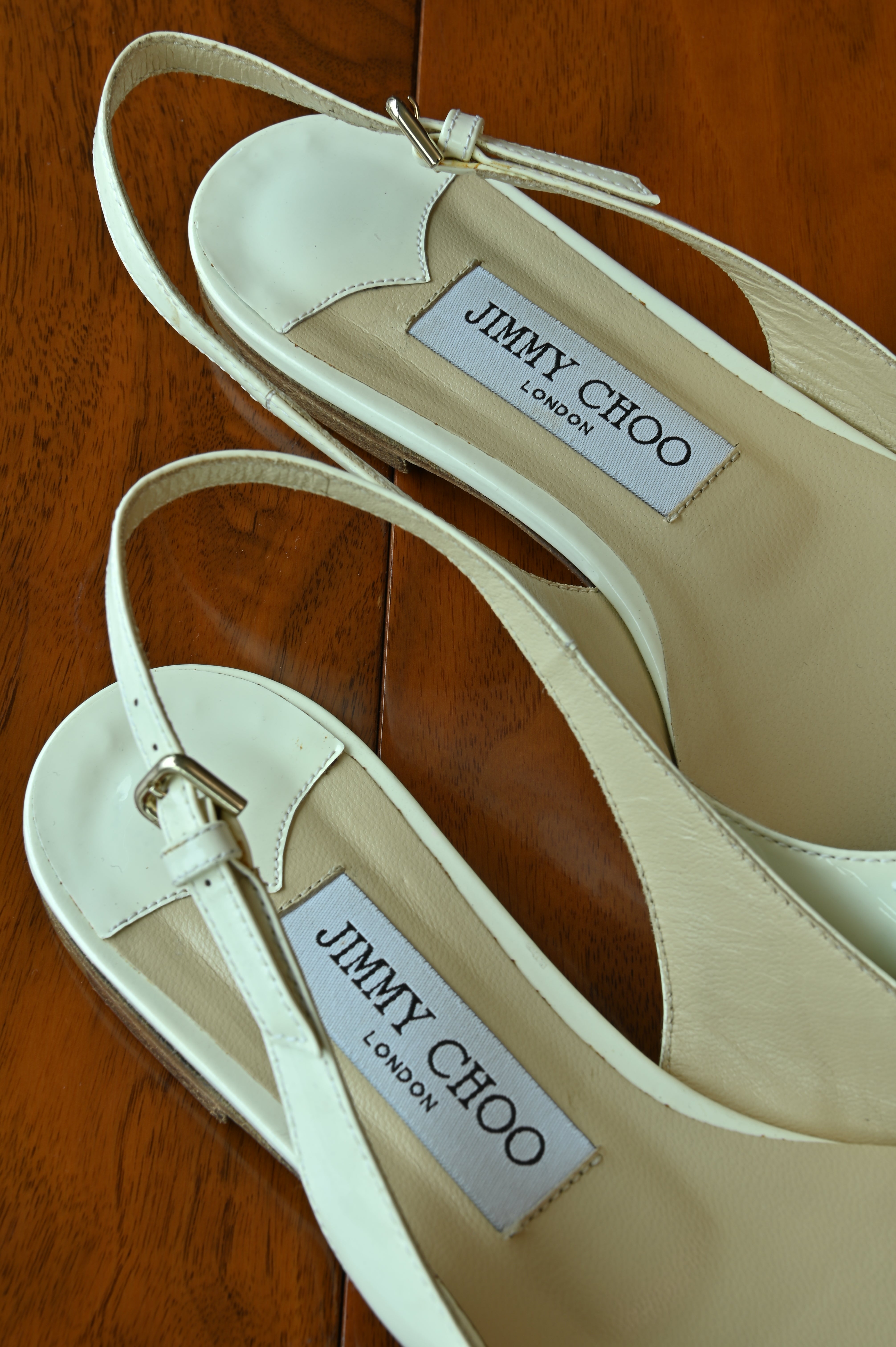 Jimmy Choo White Patent Bow Slingback Flats back