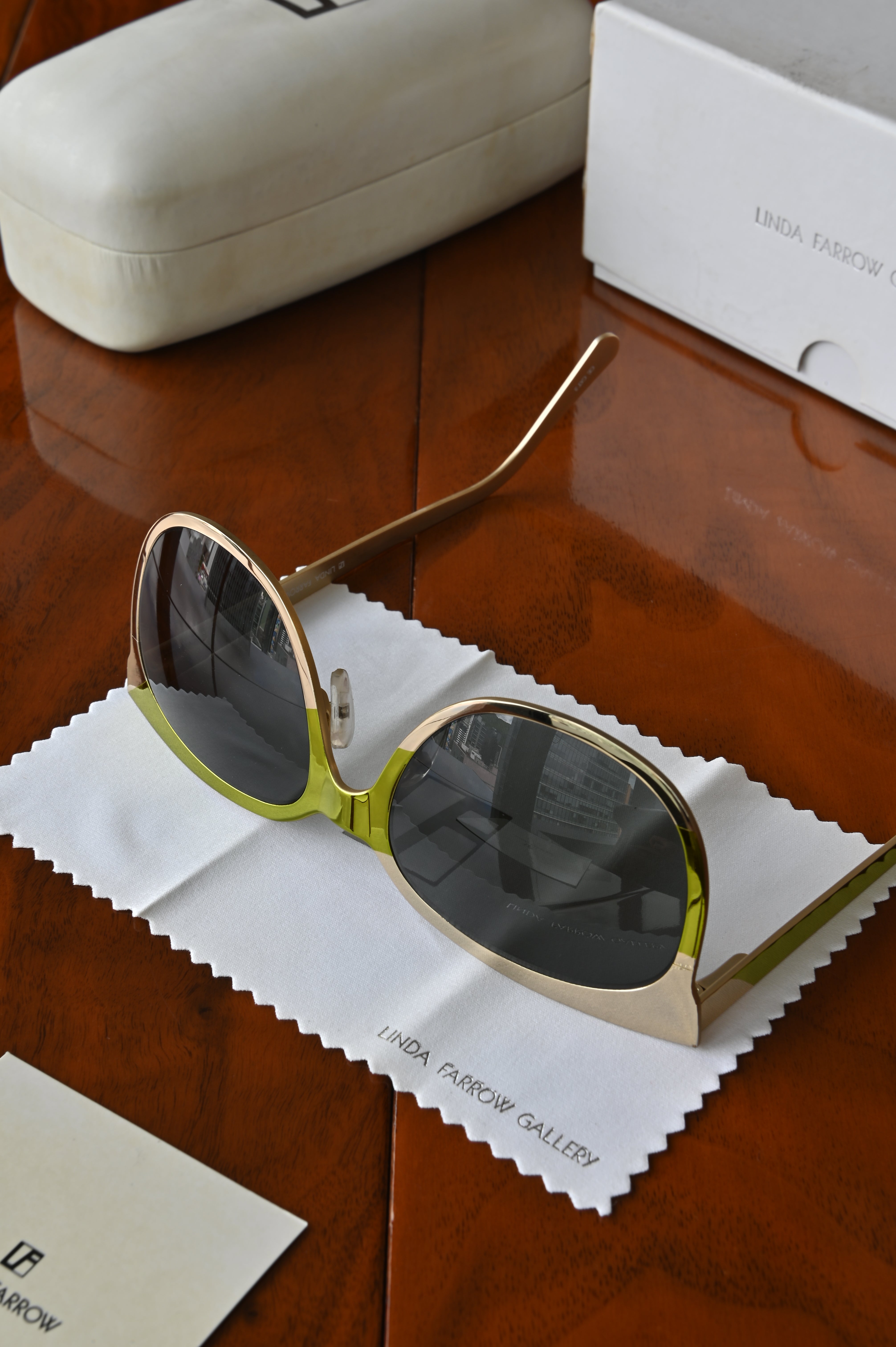 Linda Farrow Gold Metal Sunglasses bottom