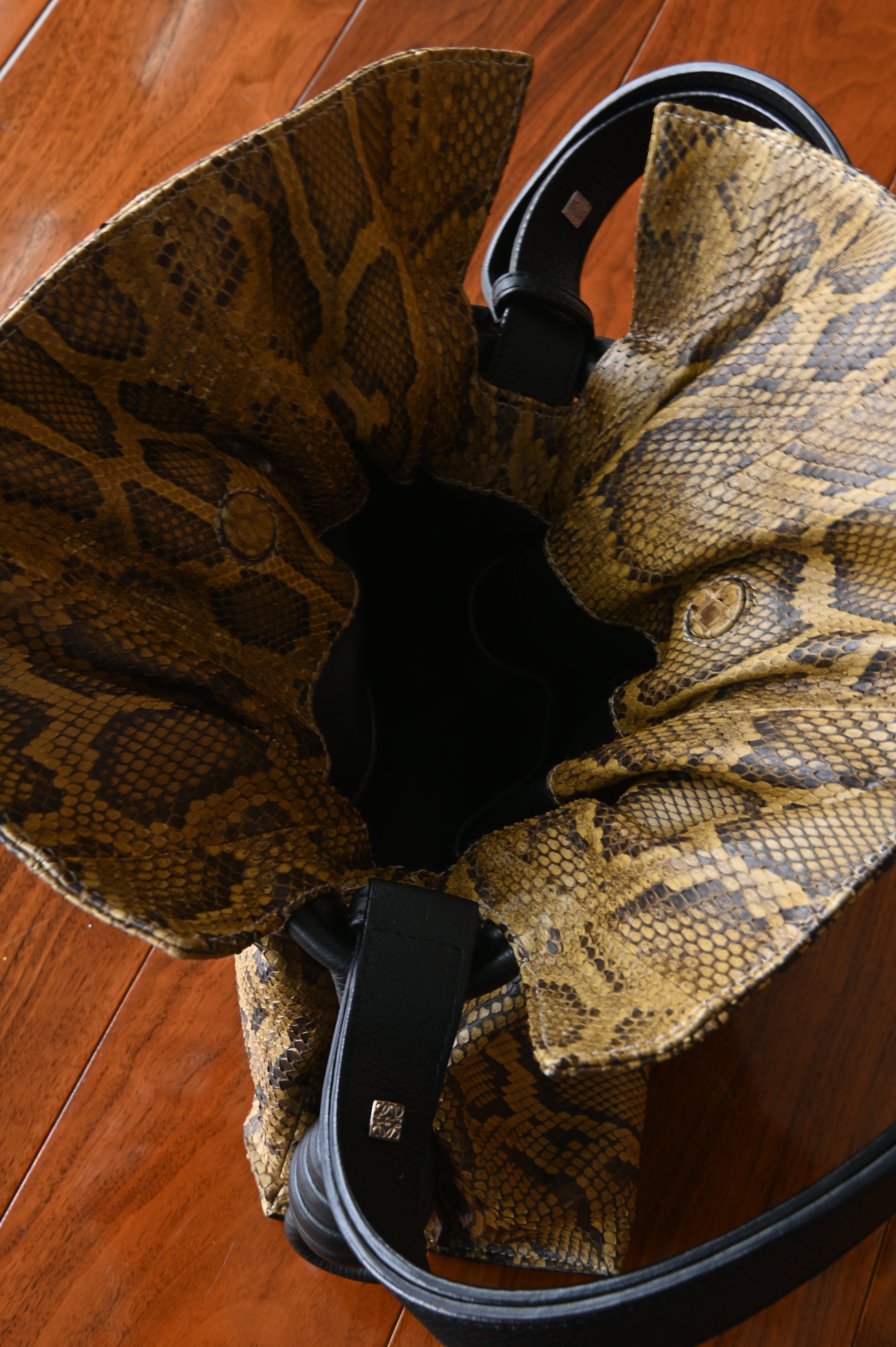 Loewe Flamenco Python Knot Tote Bag open