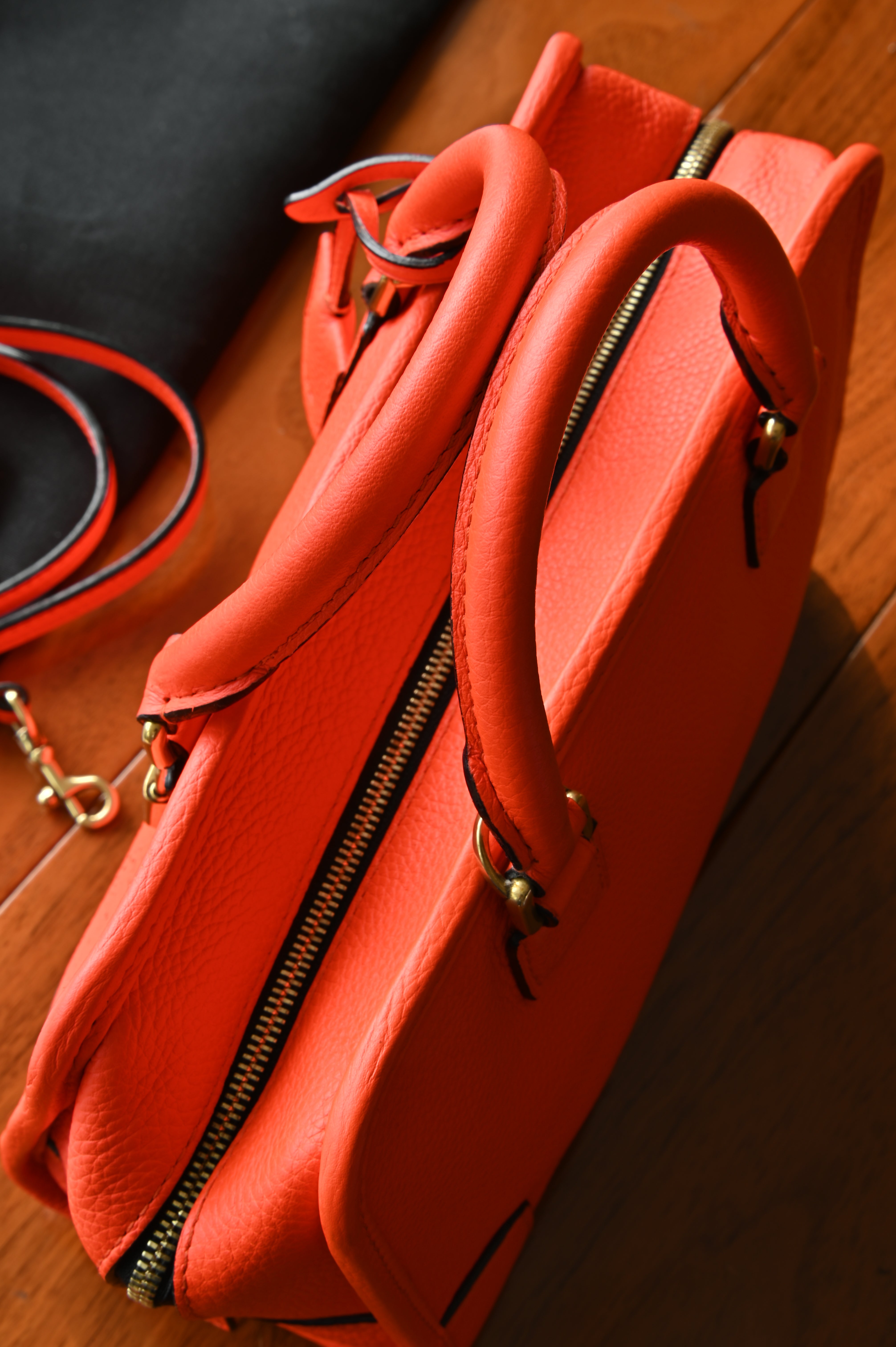 Loewe Neon Orange Amazona Handbag handle