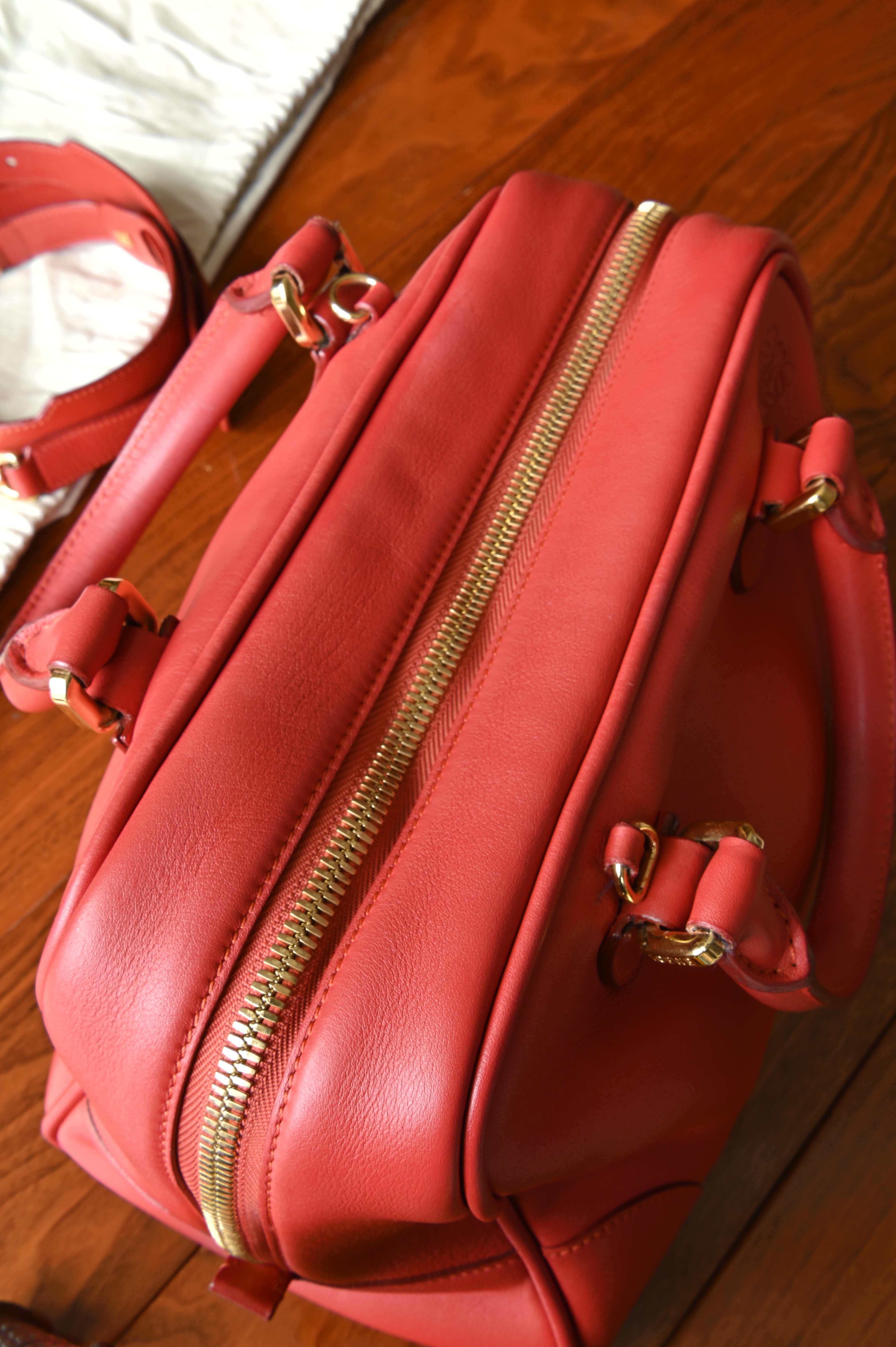 Loewe Pink Leather Bag top two