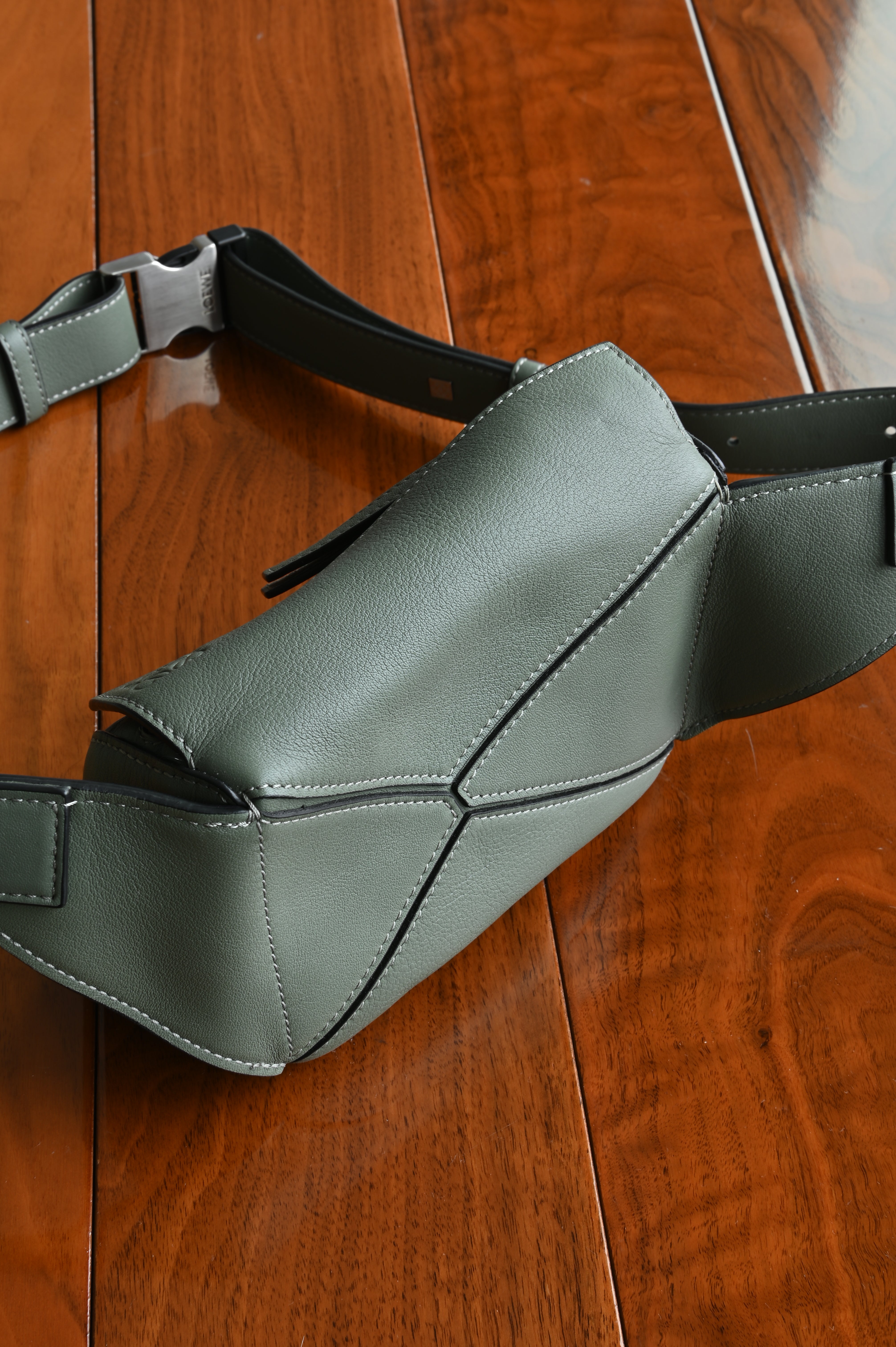 Loewe Sage Green Puzzle Edge Bag back two