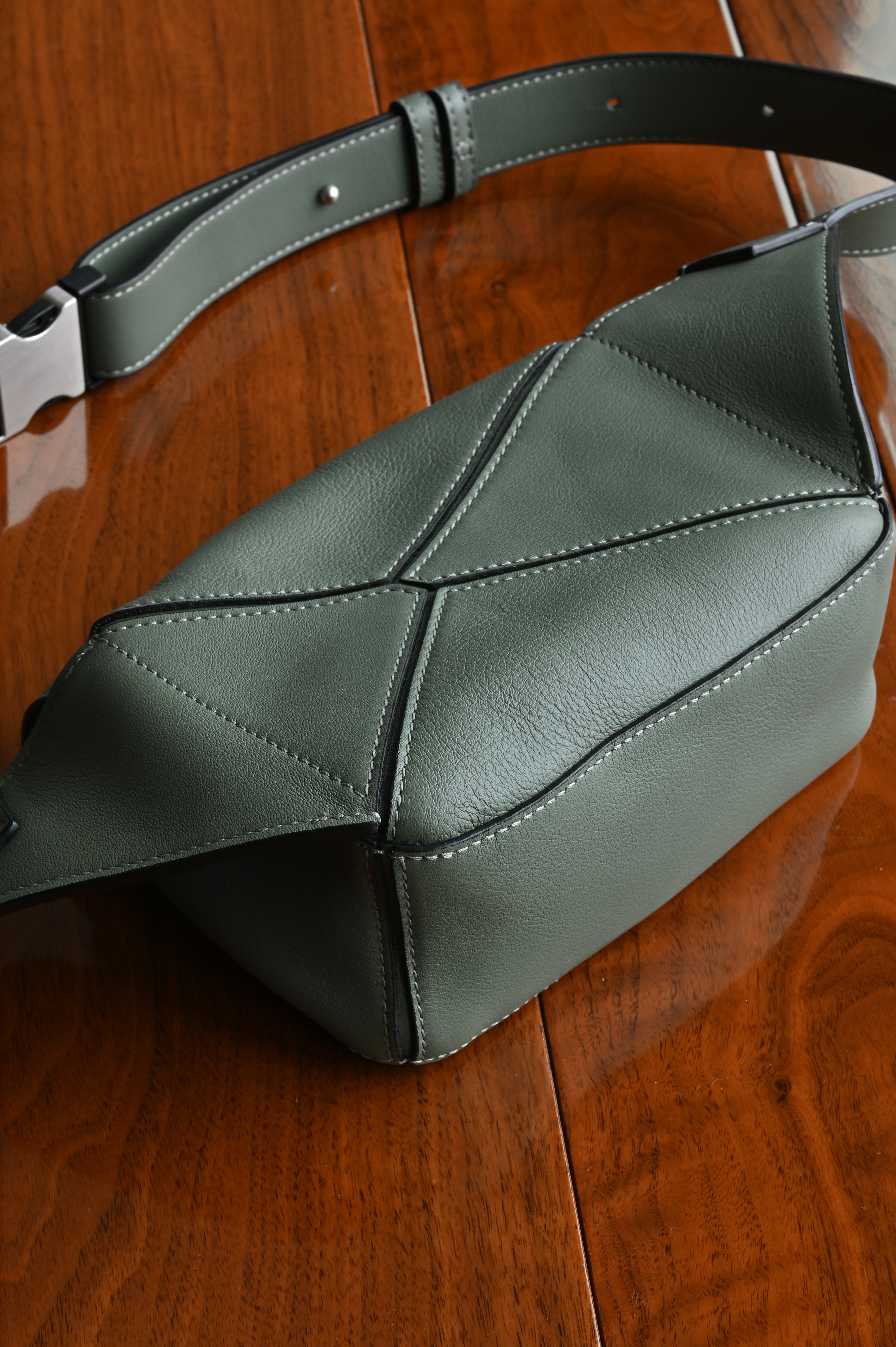 Loewe Sage Green Puzzle Edge Bag corner two