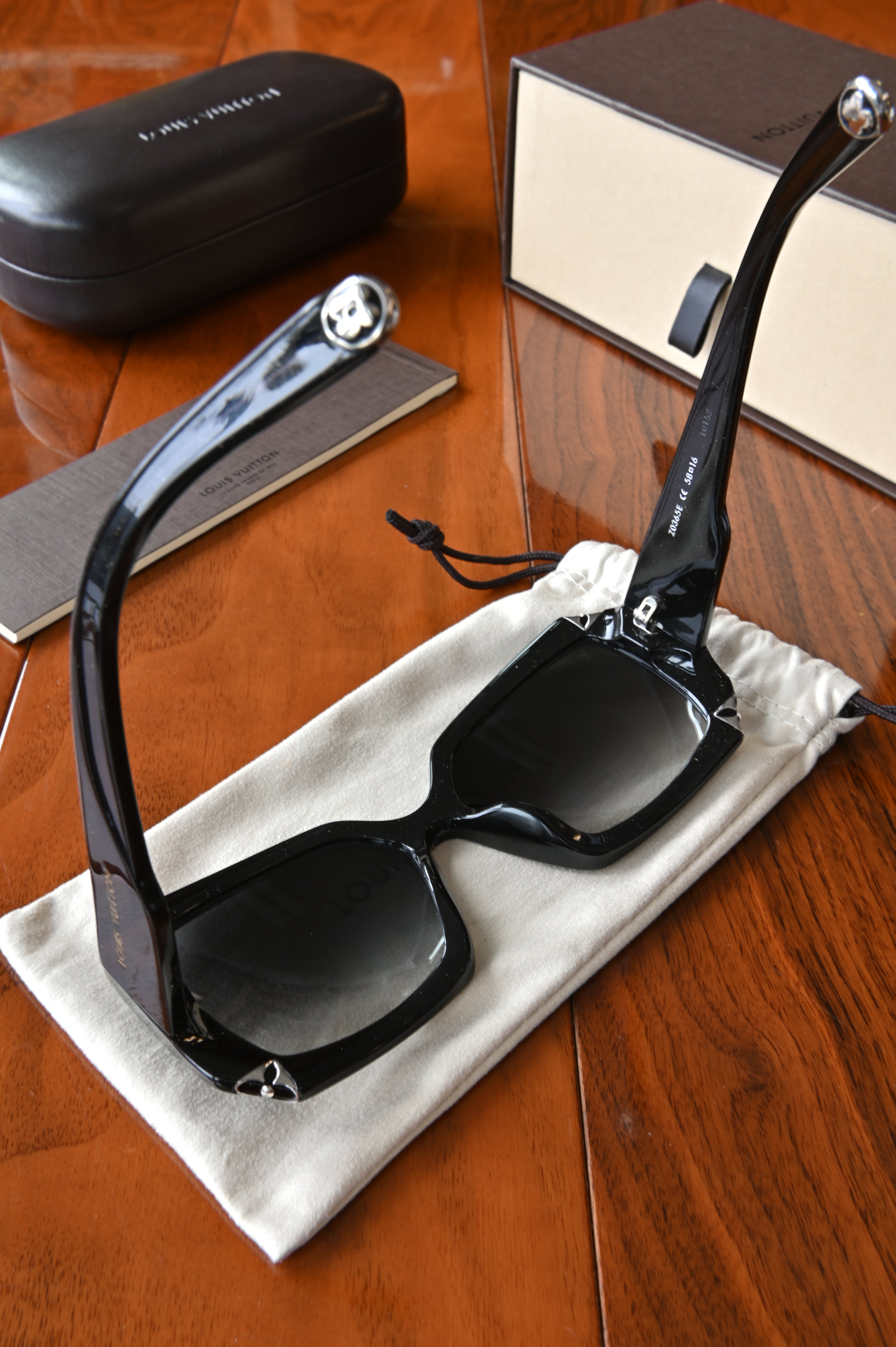 Louis Vuitton Black Glitter Sunglasses arms