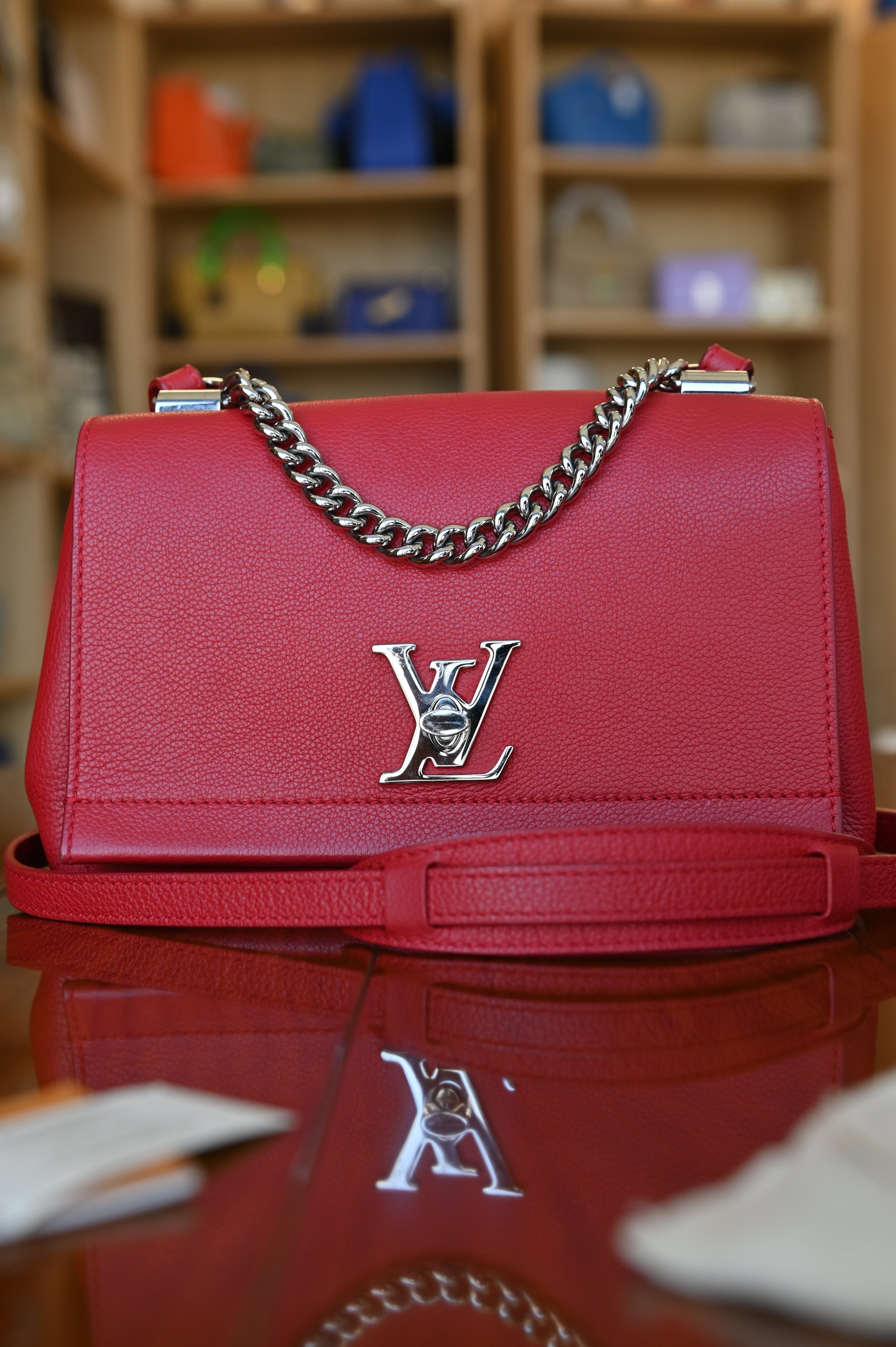 Louis Vuitton Red Lockme Crossbody Bag strap