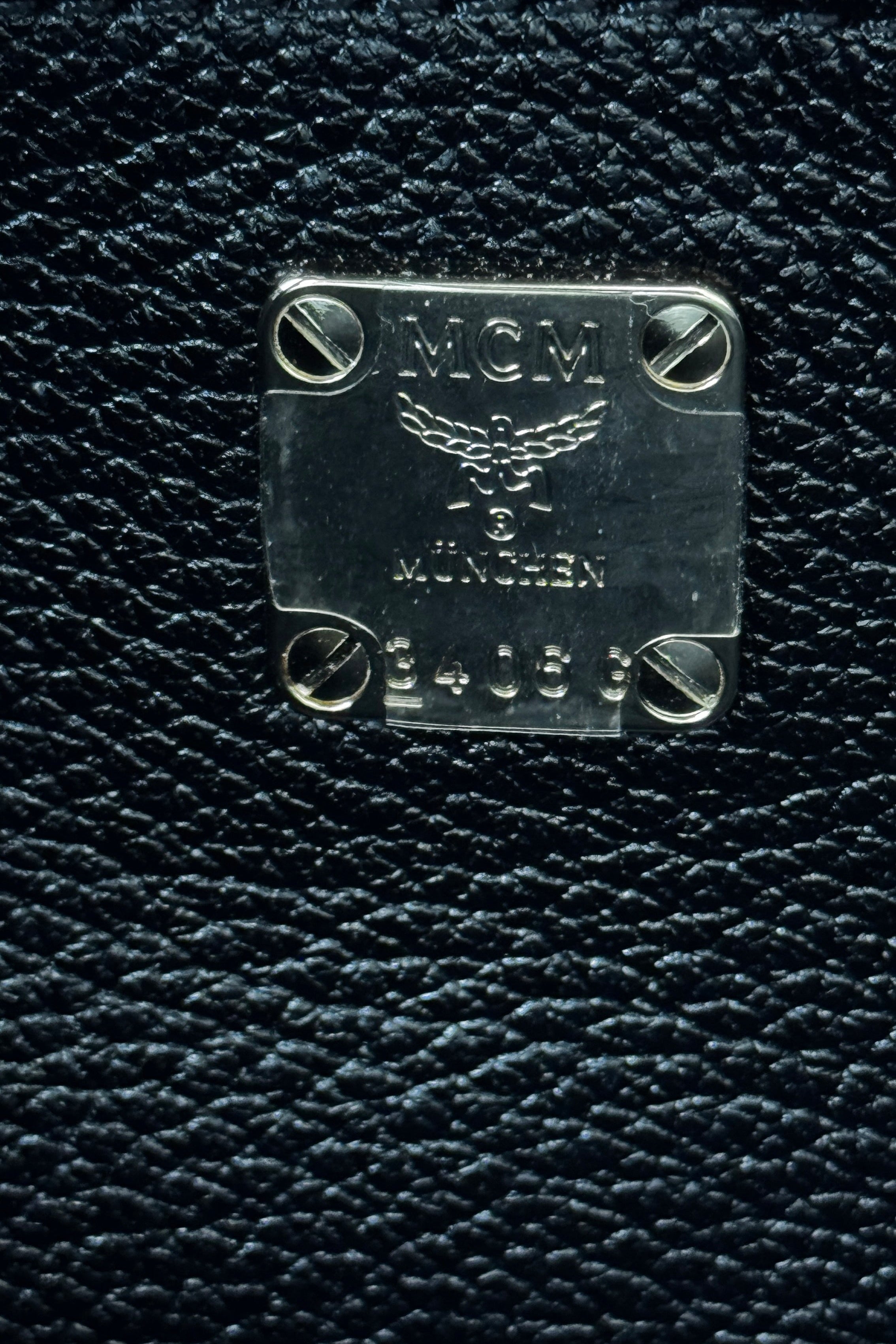 MCM Black Tote Bag silver metal