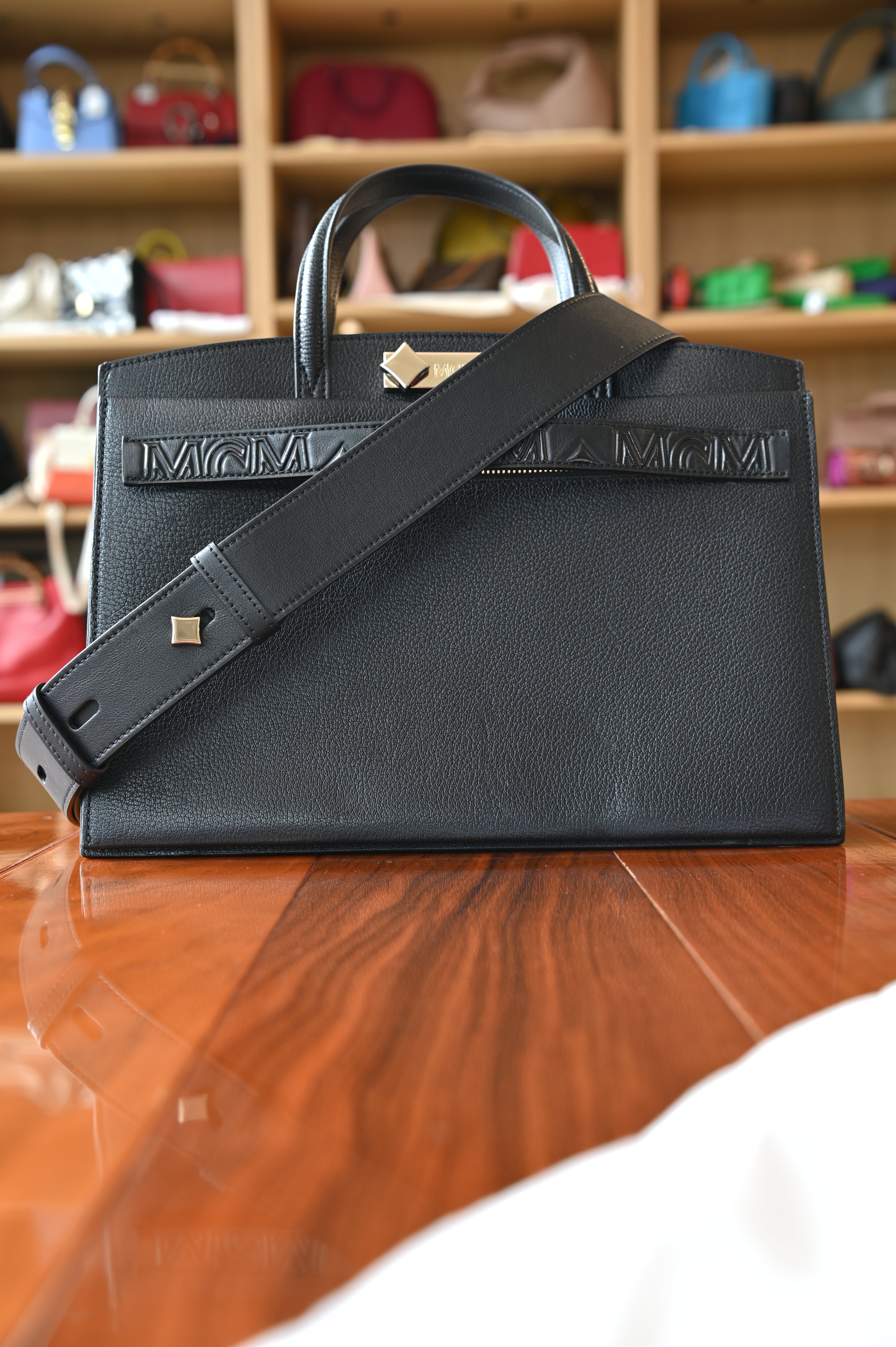 MCM Black Tote Bag strap