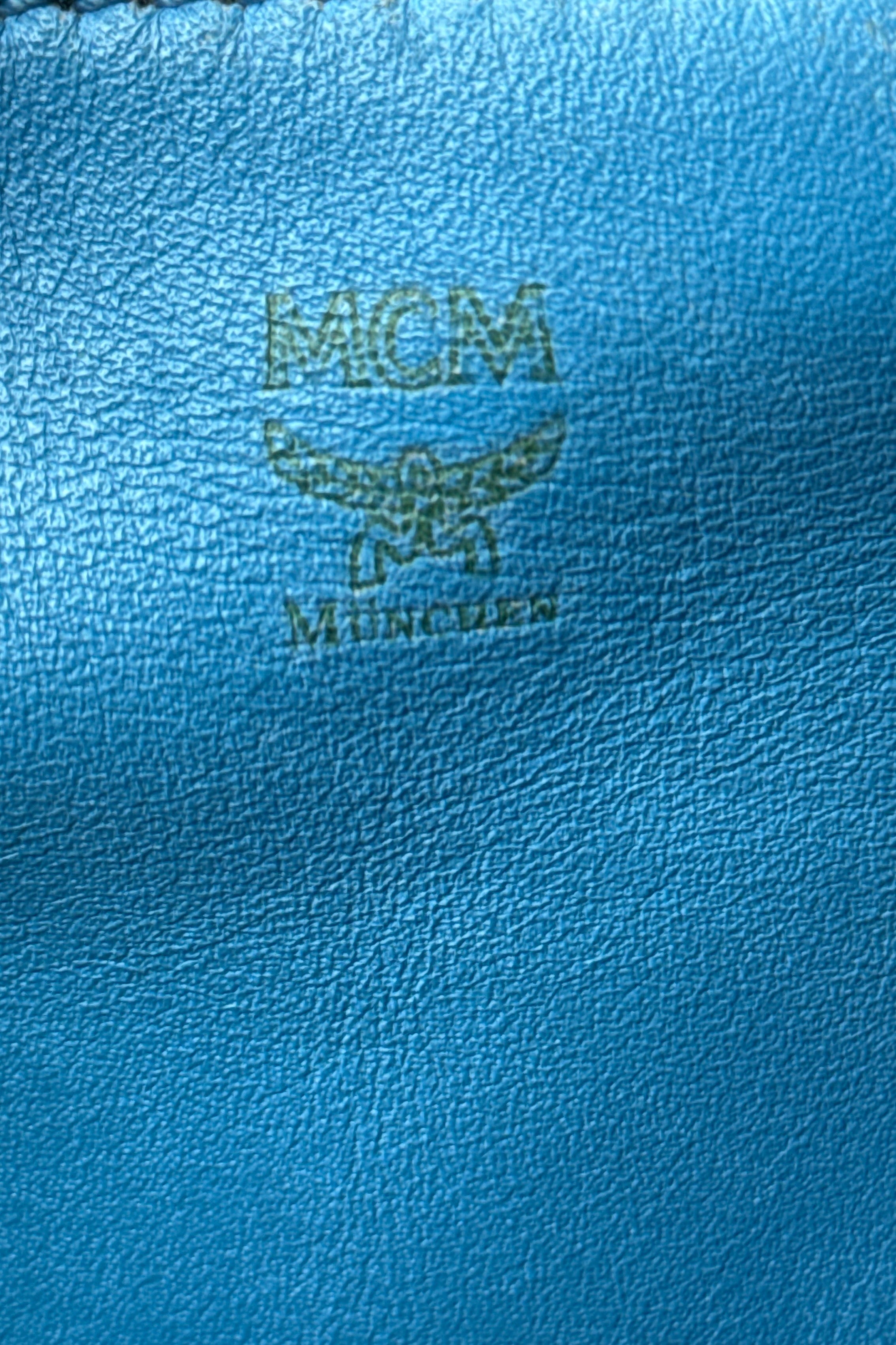 MCM Blue Grained Calf Crossbody Bag logo