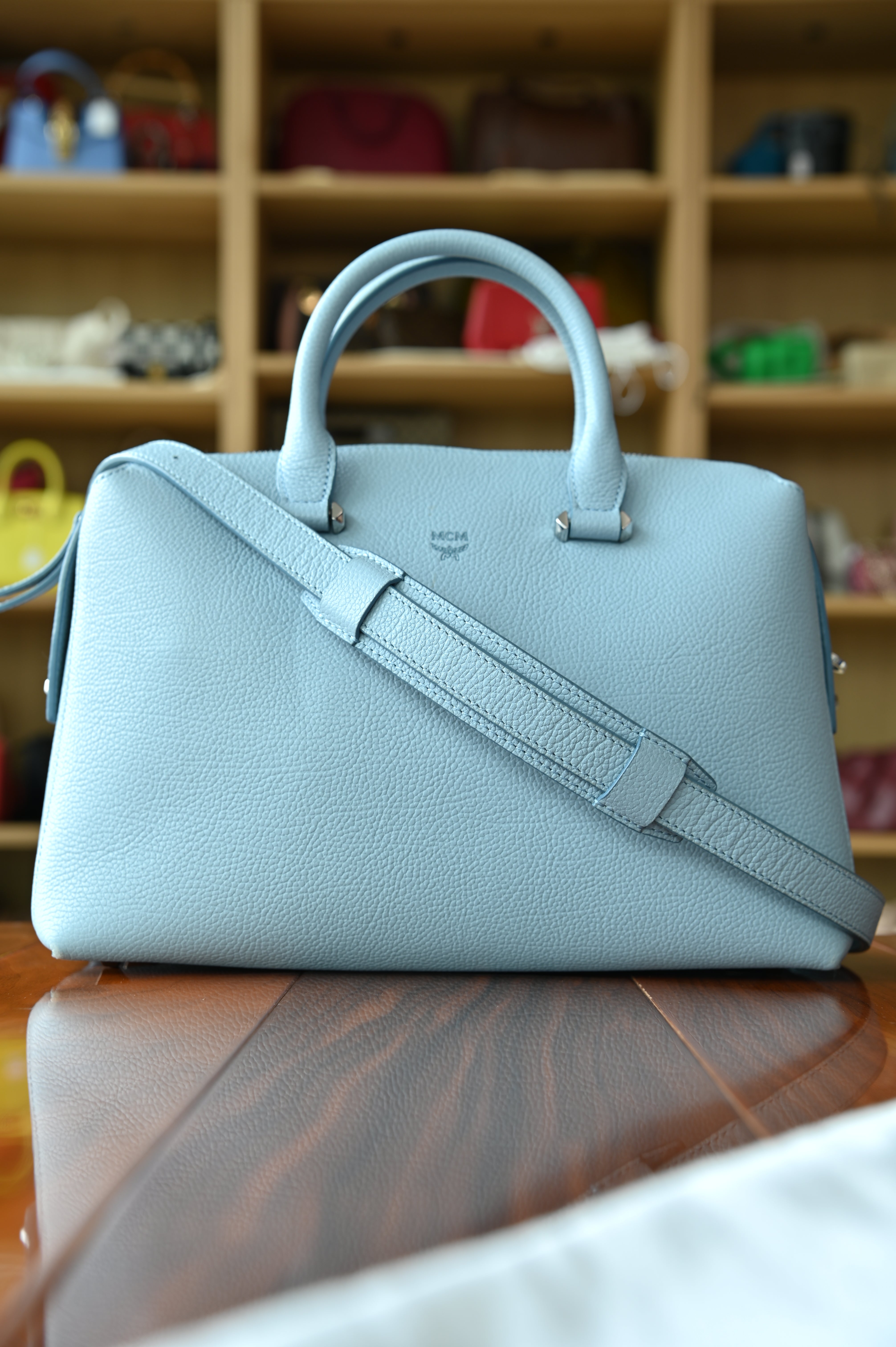 MCM Light Blue Crossbody Bag strap