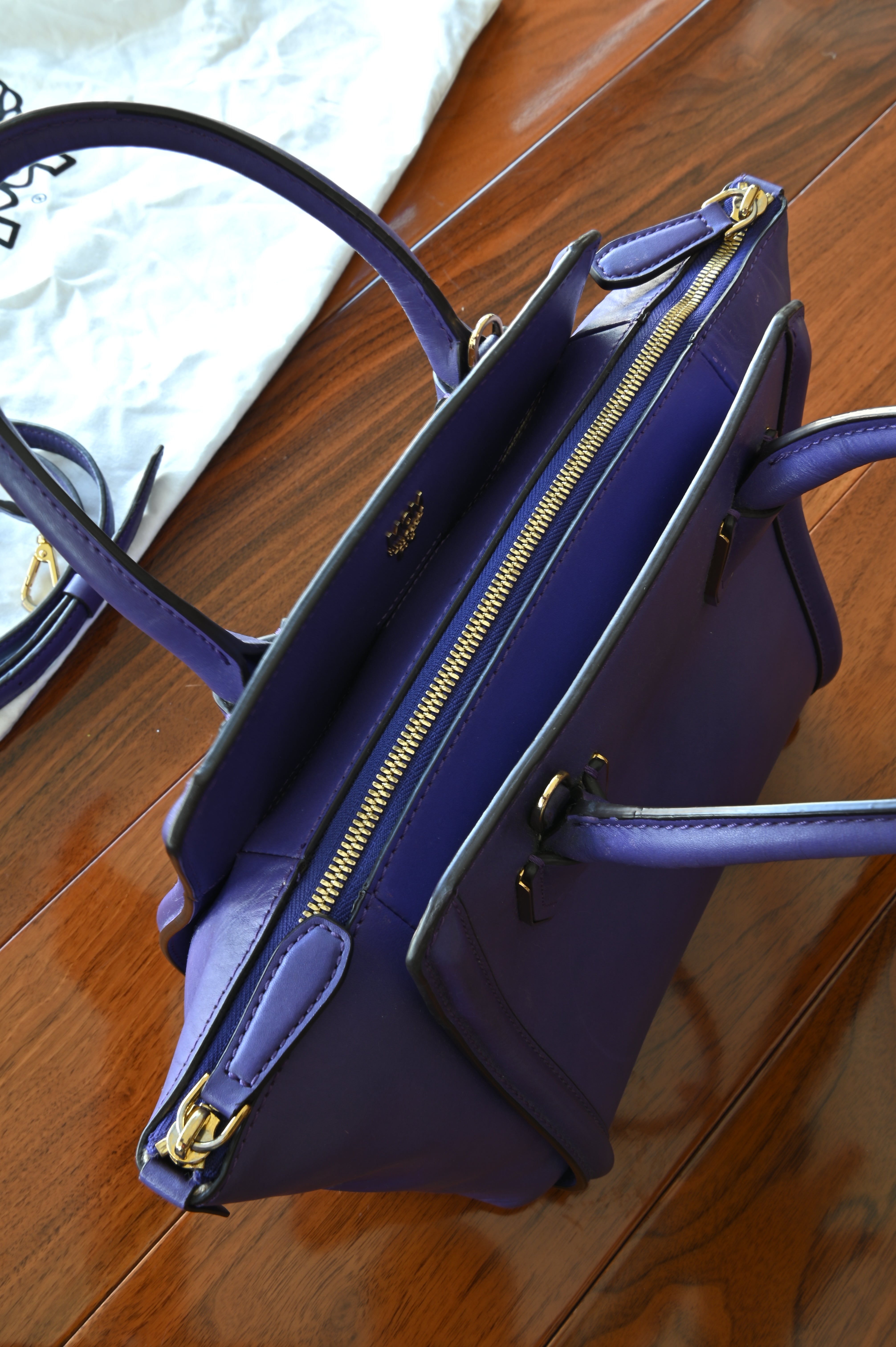 MCM Purple Crossbody Bag handle open