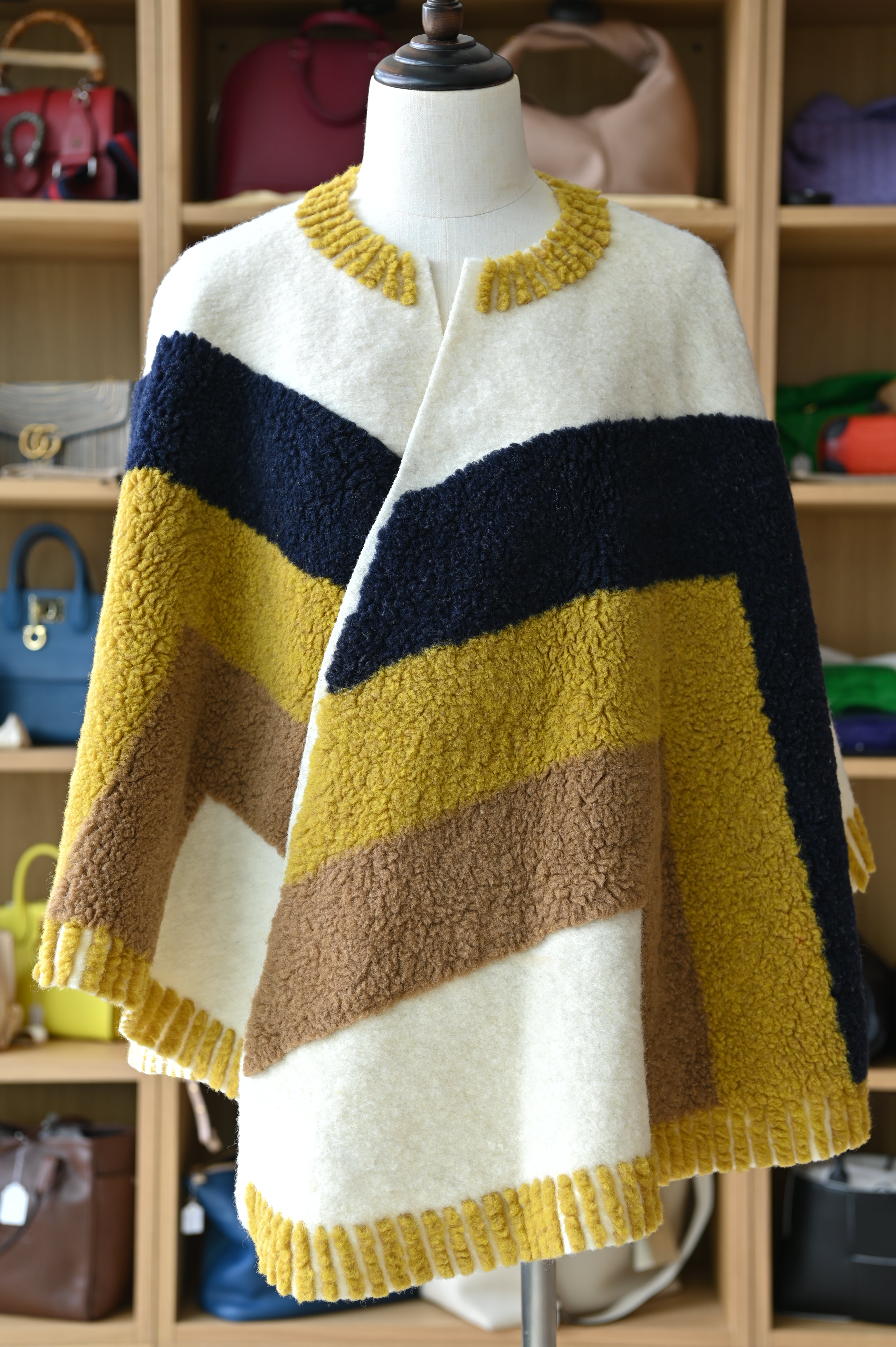 Maje Patterned Wool Poncho