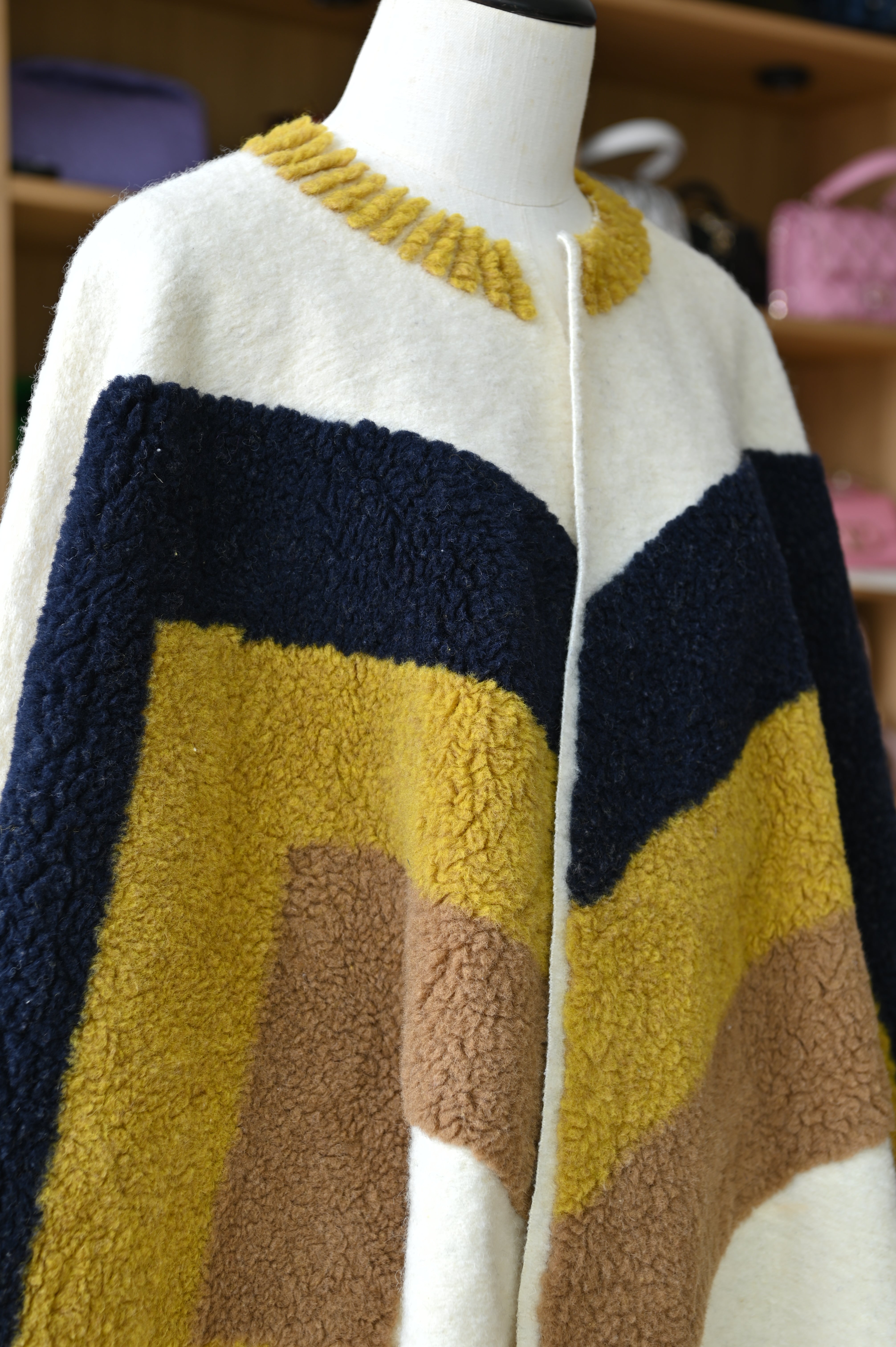 Maje Patterned Wool Poncho angle