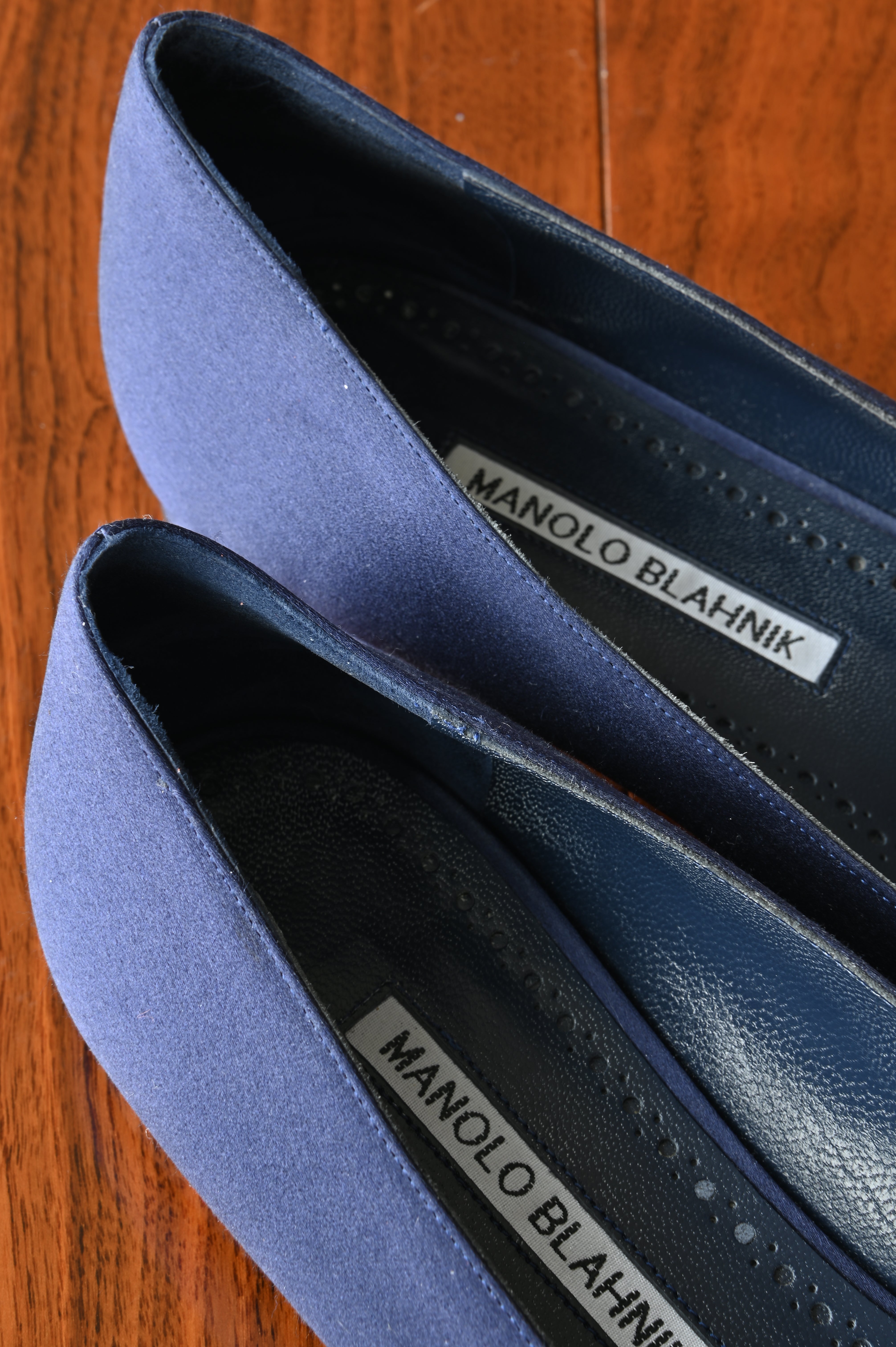 Manolo Blahnik Blue Crystal Embellished Roncona Flats back