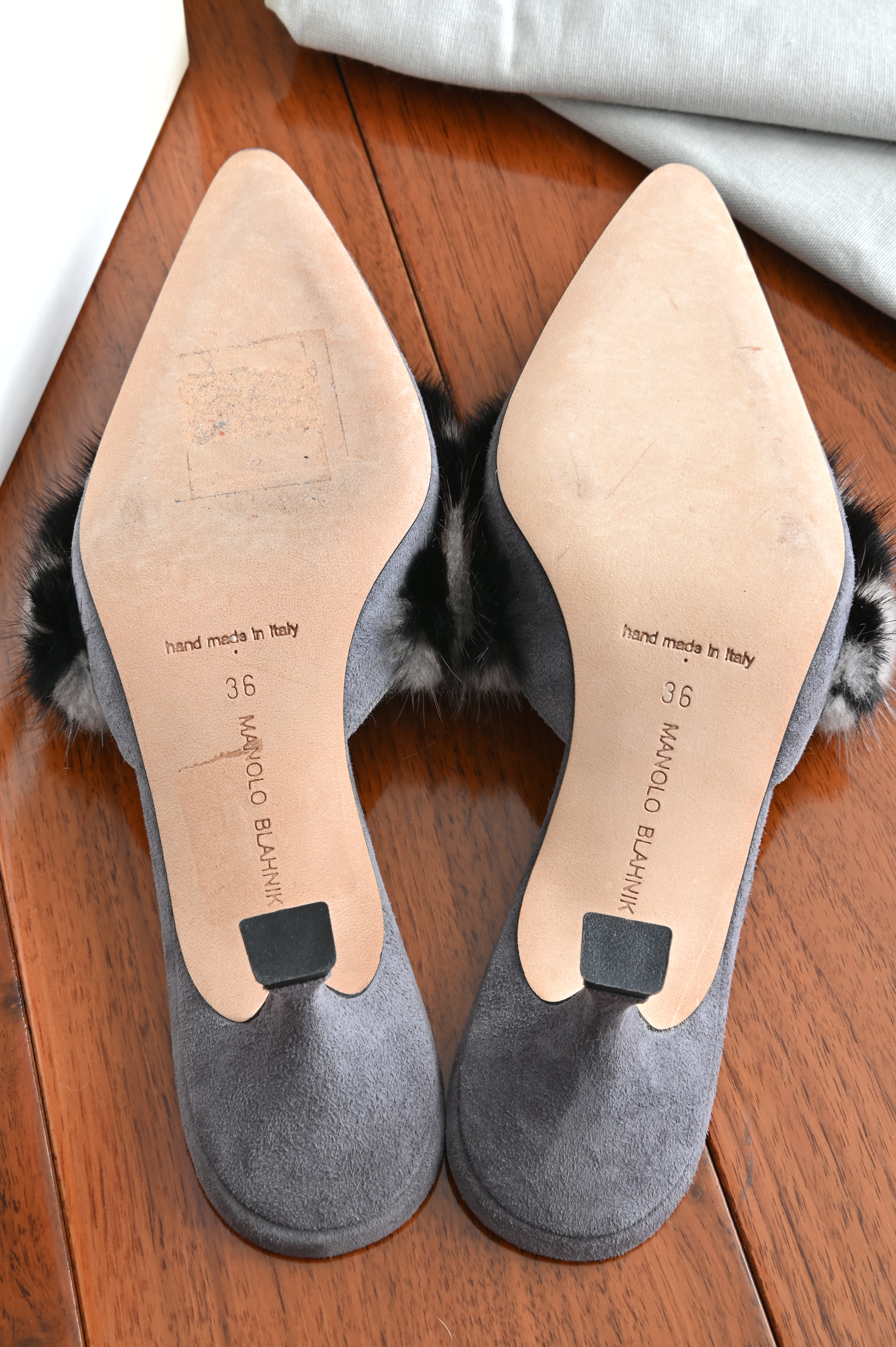Manolo Blahnik Fur Mules bottom