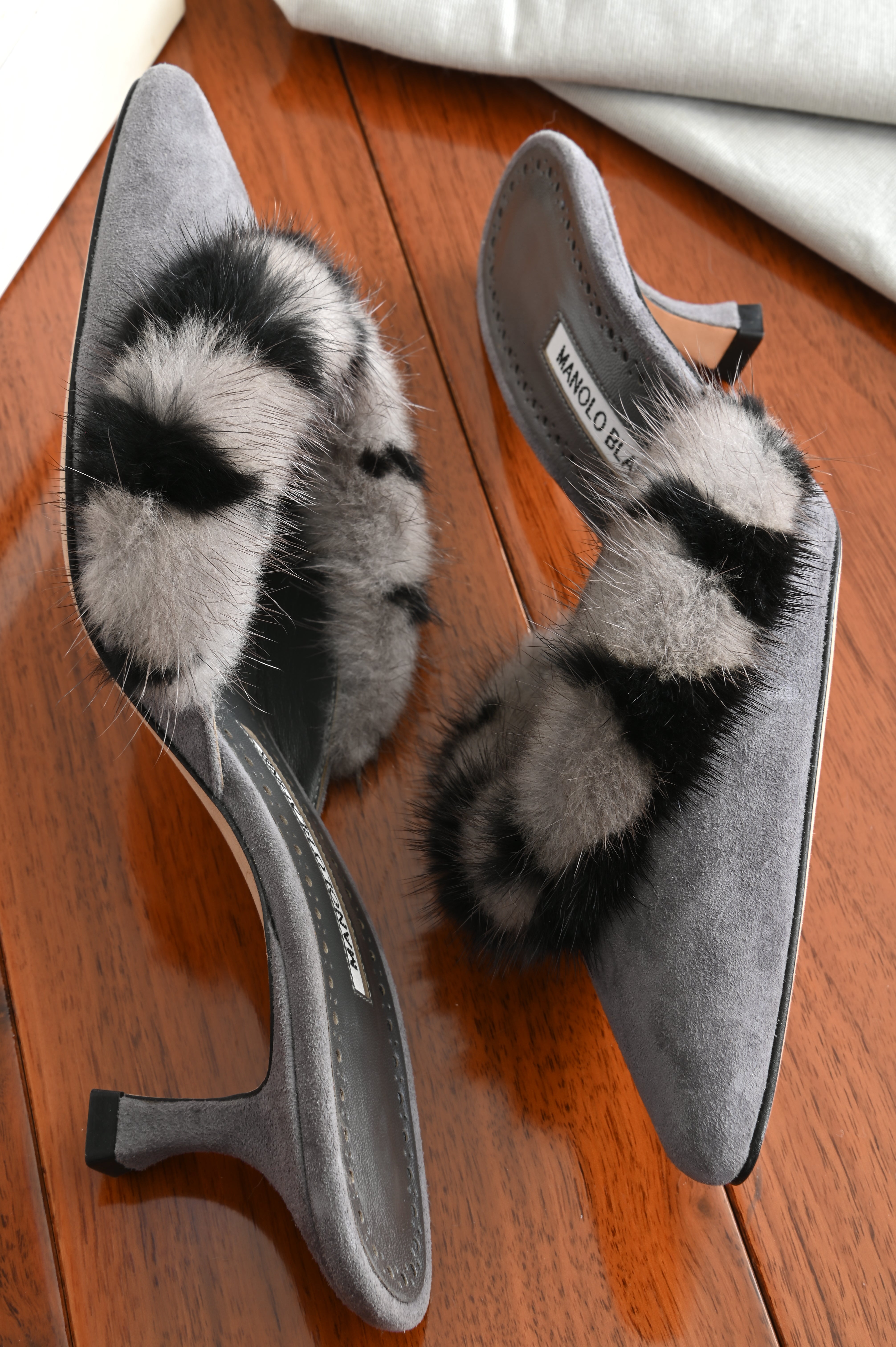 Manolo Blahnik Fur Mules side two