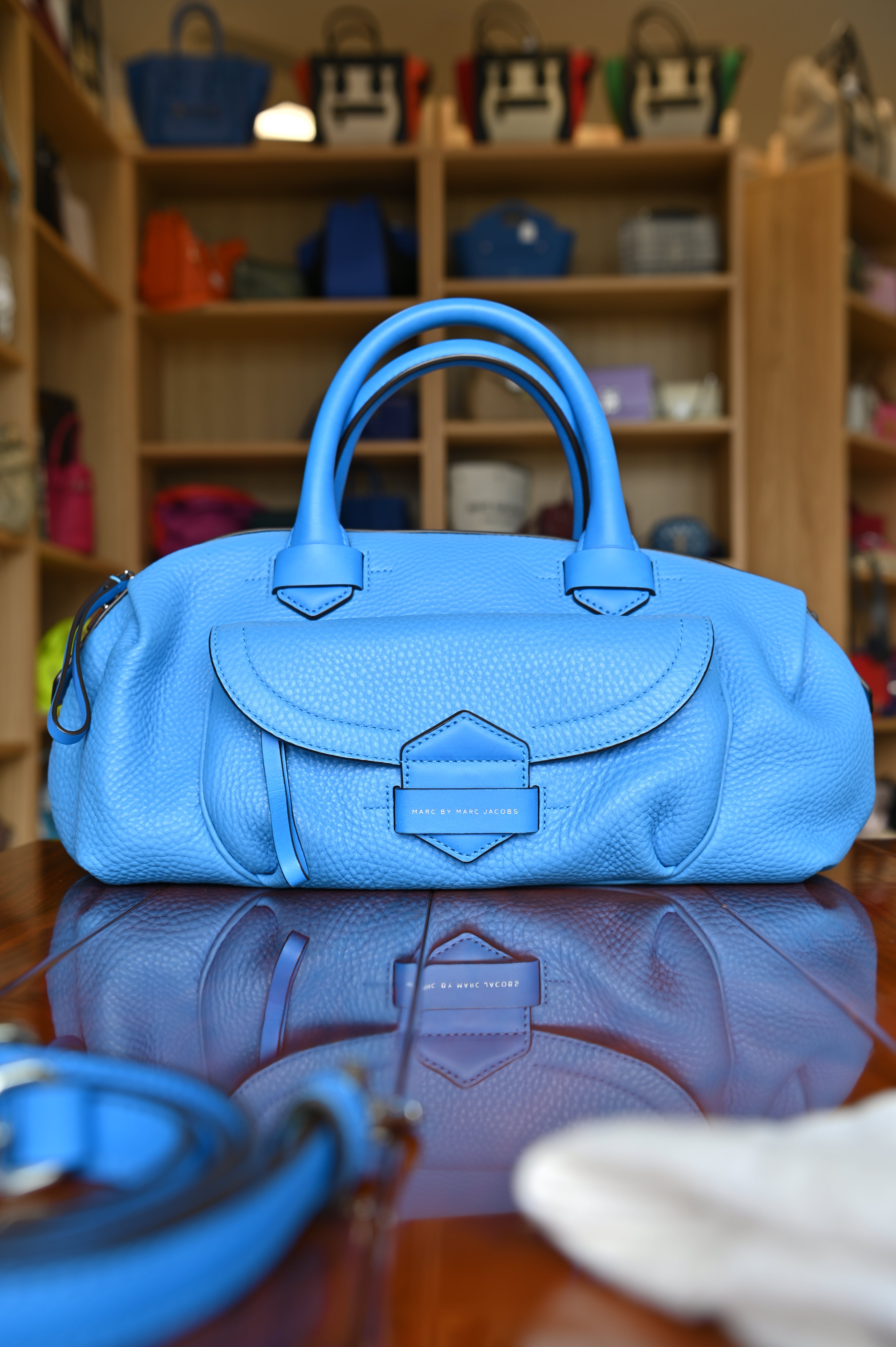 Marc Jacobs Blue Half Pipe Duffel Satchel