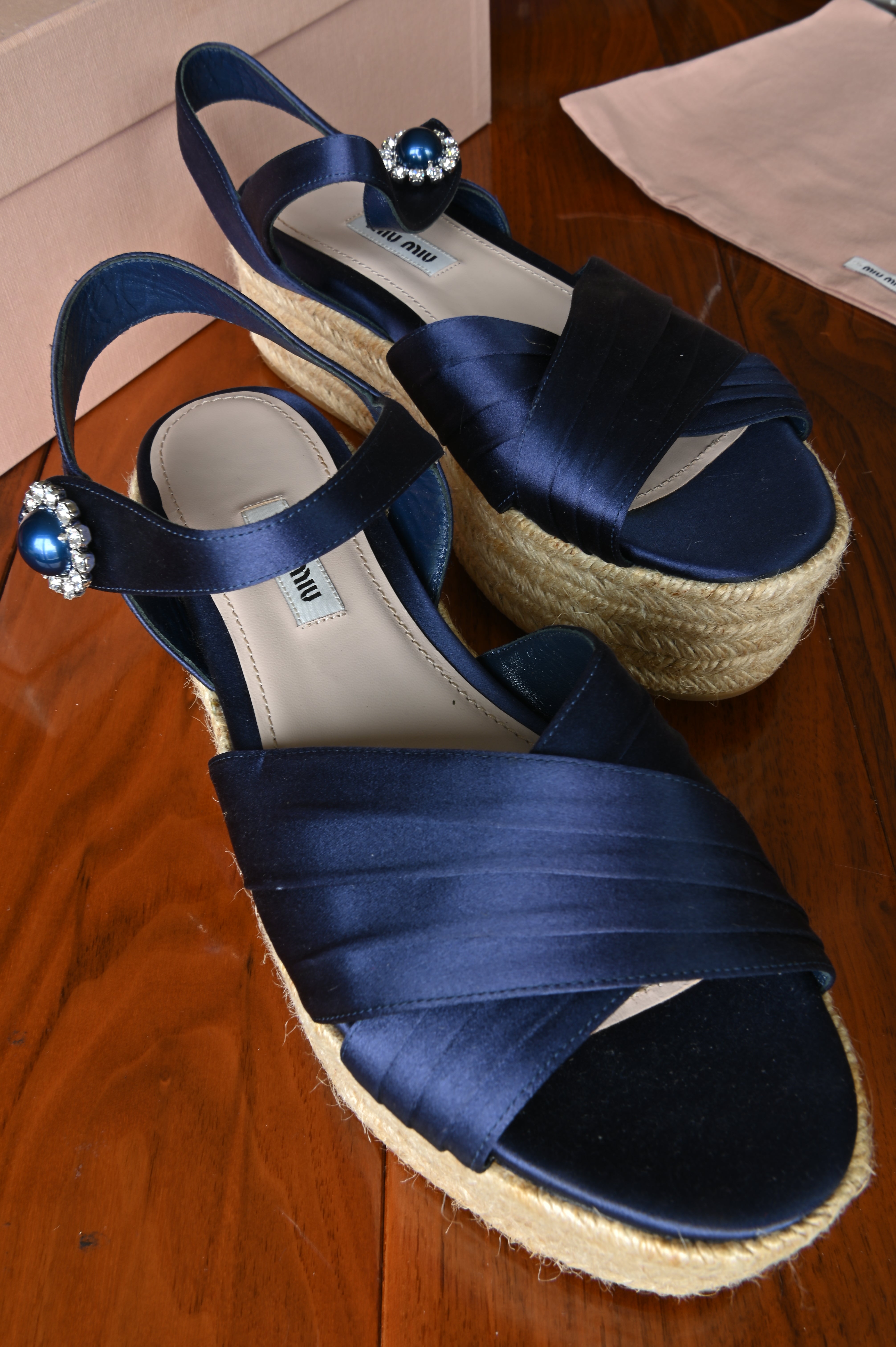 Miu Miu Blue Platform Espadrilles