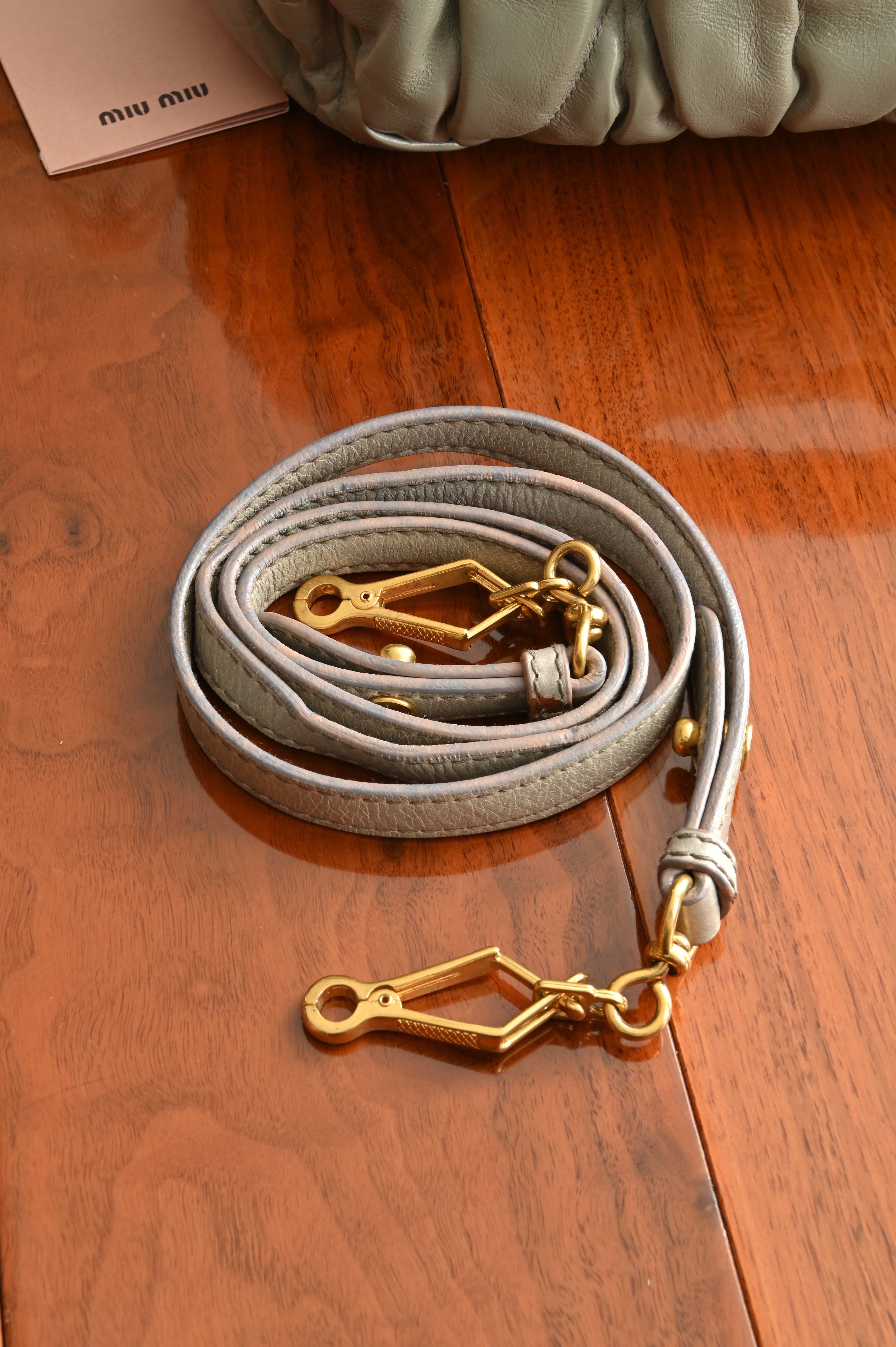 Miu Miu Grey Matelasse Coffer Shoulder Bag strap