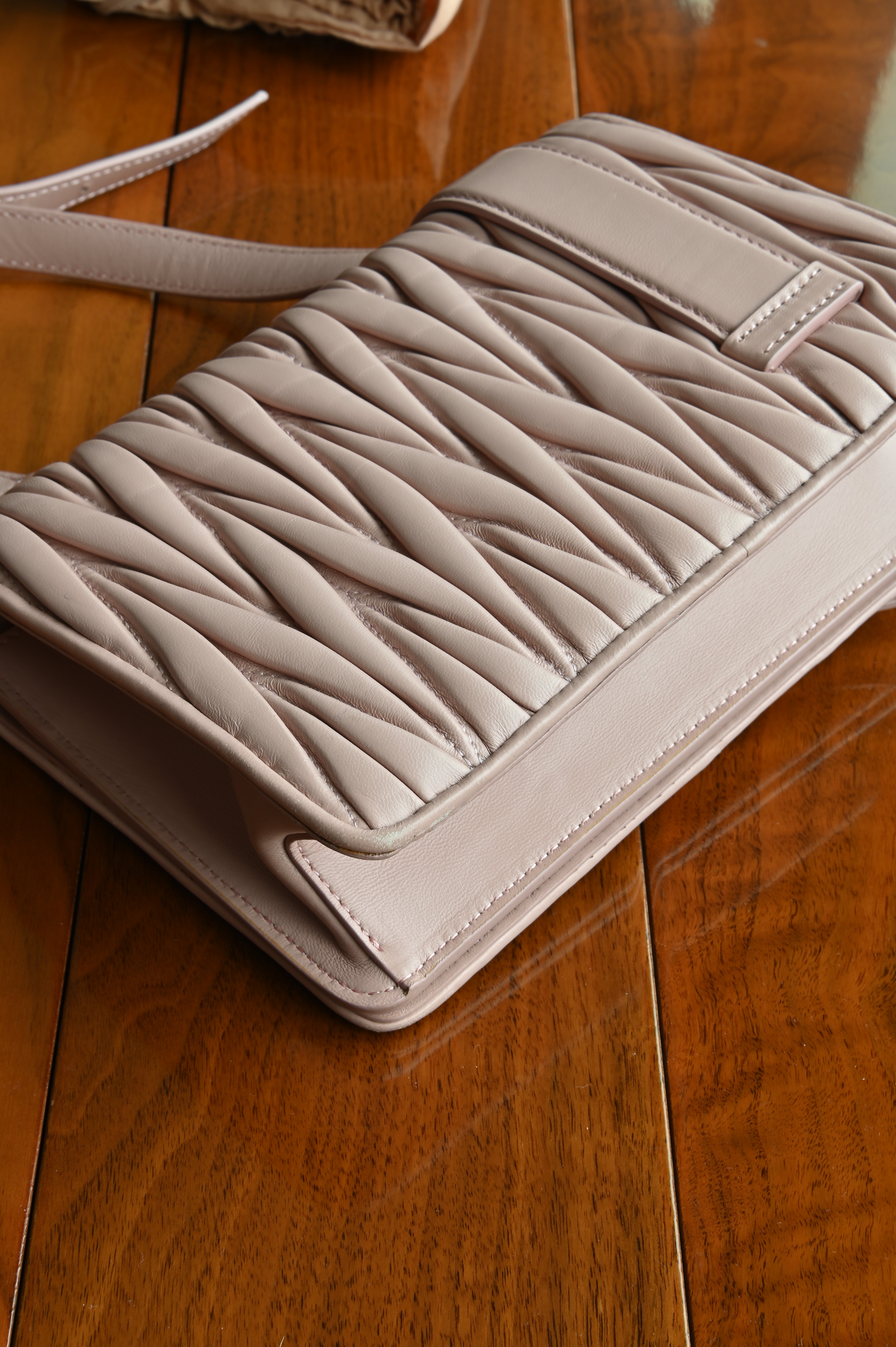 Miu Miu Pink Metalasse Crystal Bag corner