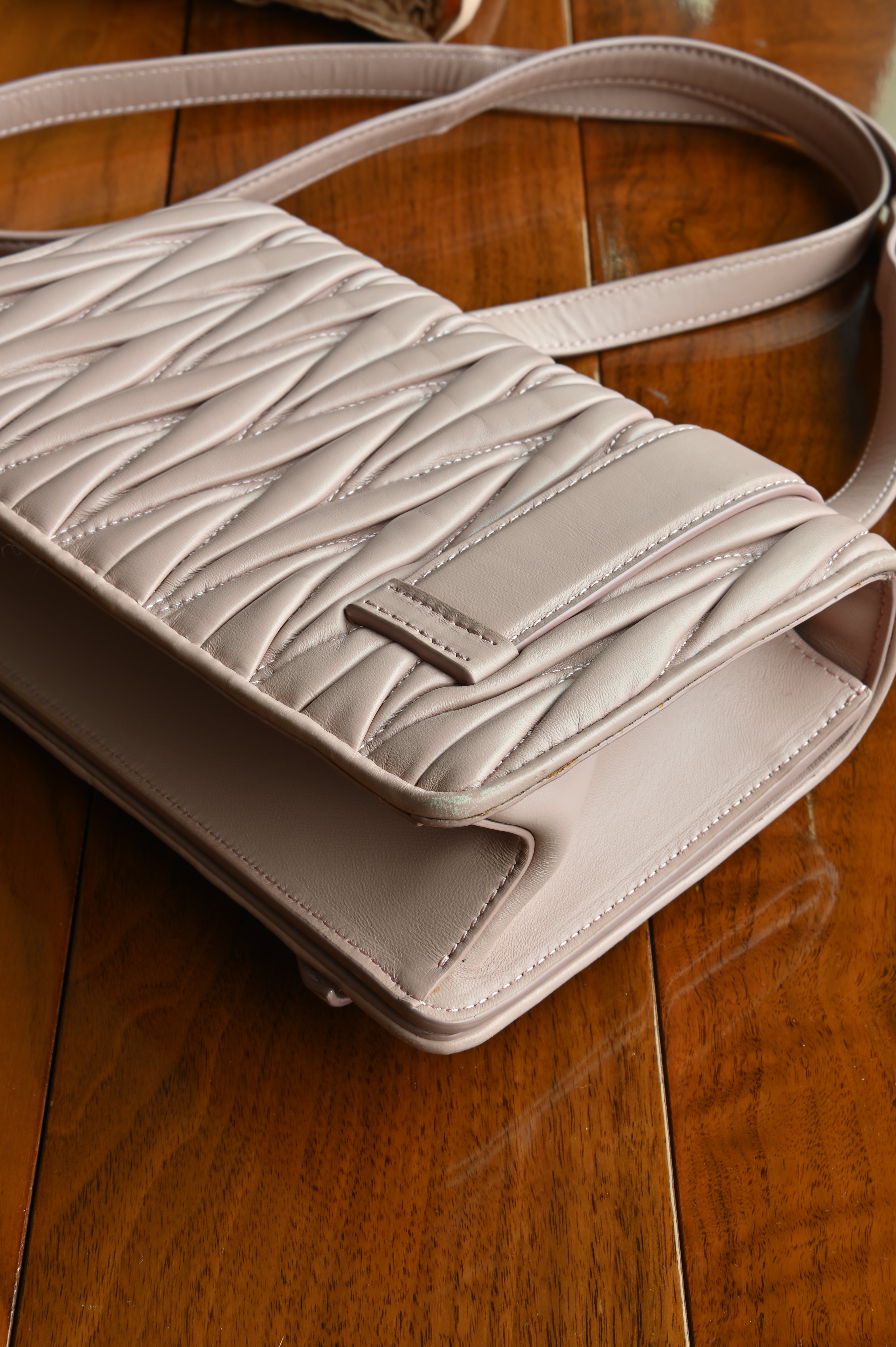 Miu Miu Pink Metalasse Crystal Bag corner