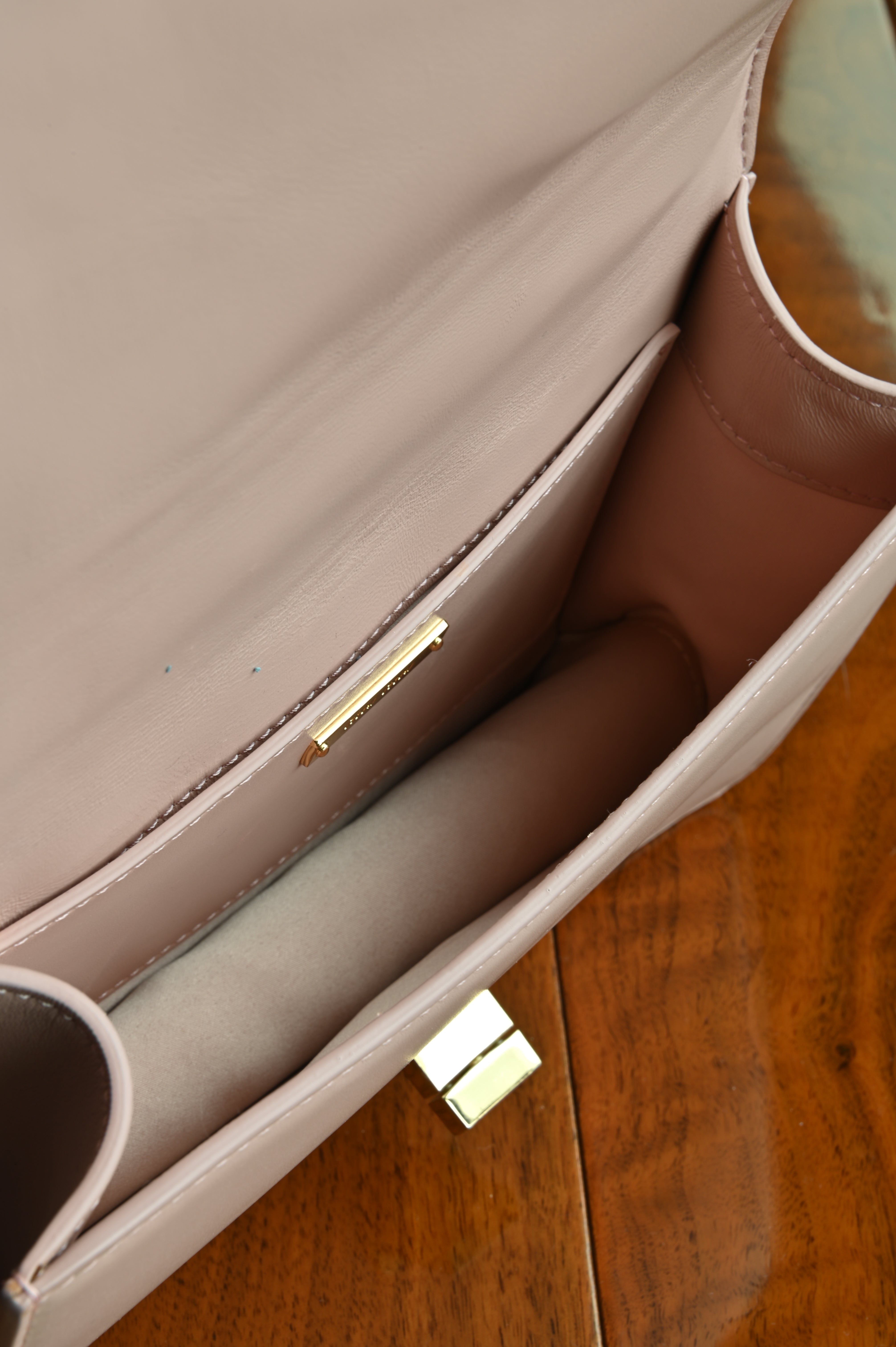 Miu Miu Pink Metalasse Crystal Bag inside