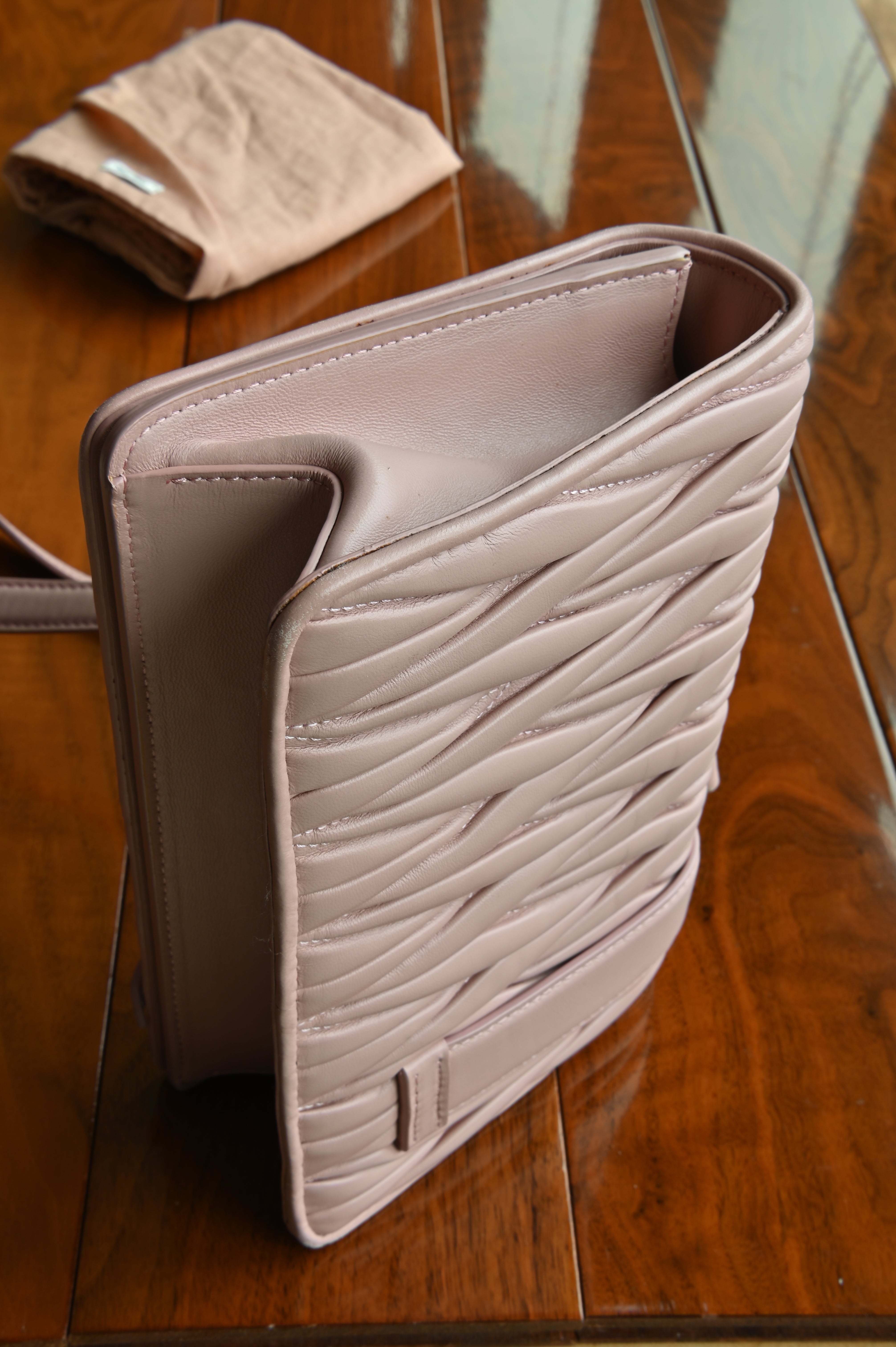 Miu Miu Pink Metalasse Crystal Bag left