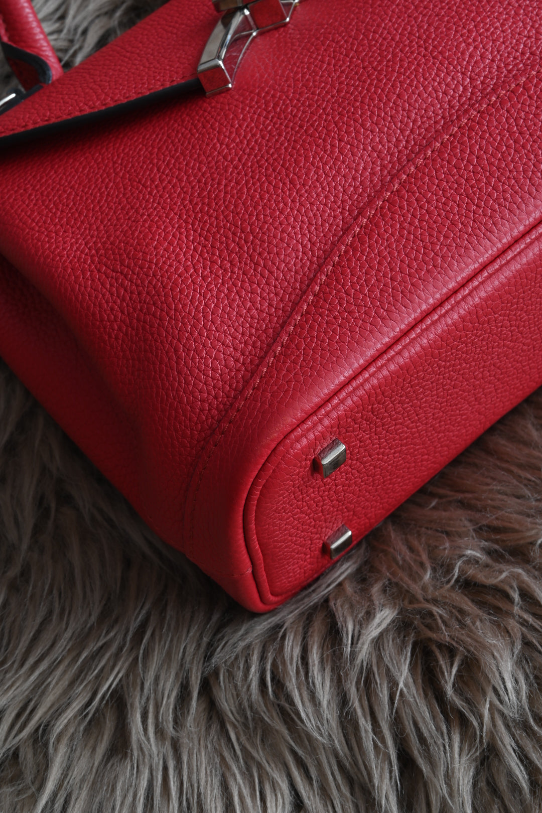 Moynat Rouge Gabrielle BB Silver Hardware left corner