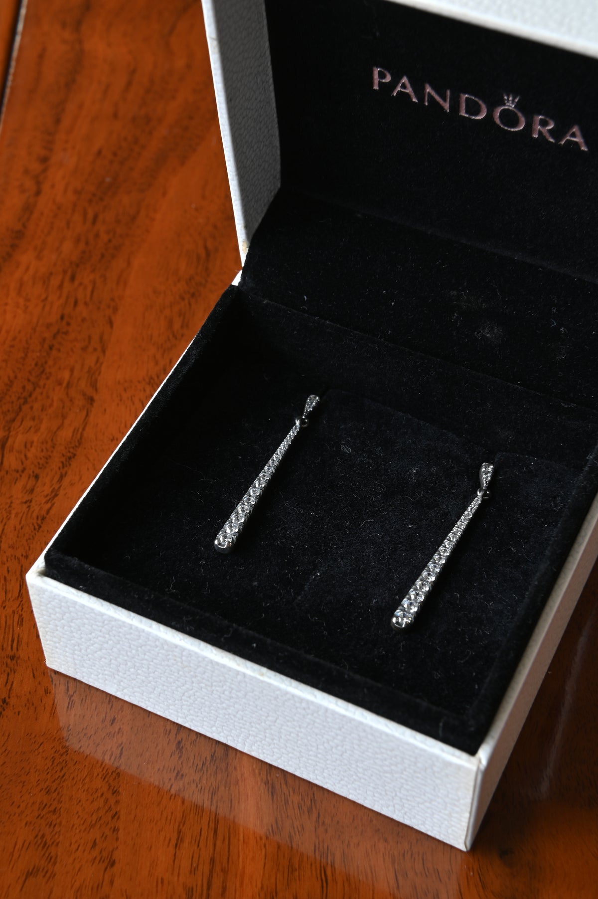 Pandora Silver Crystal Dangle Earrings