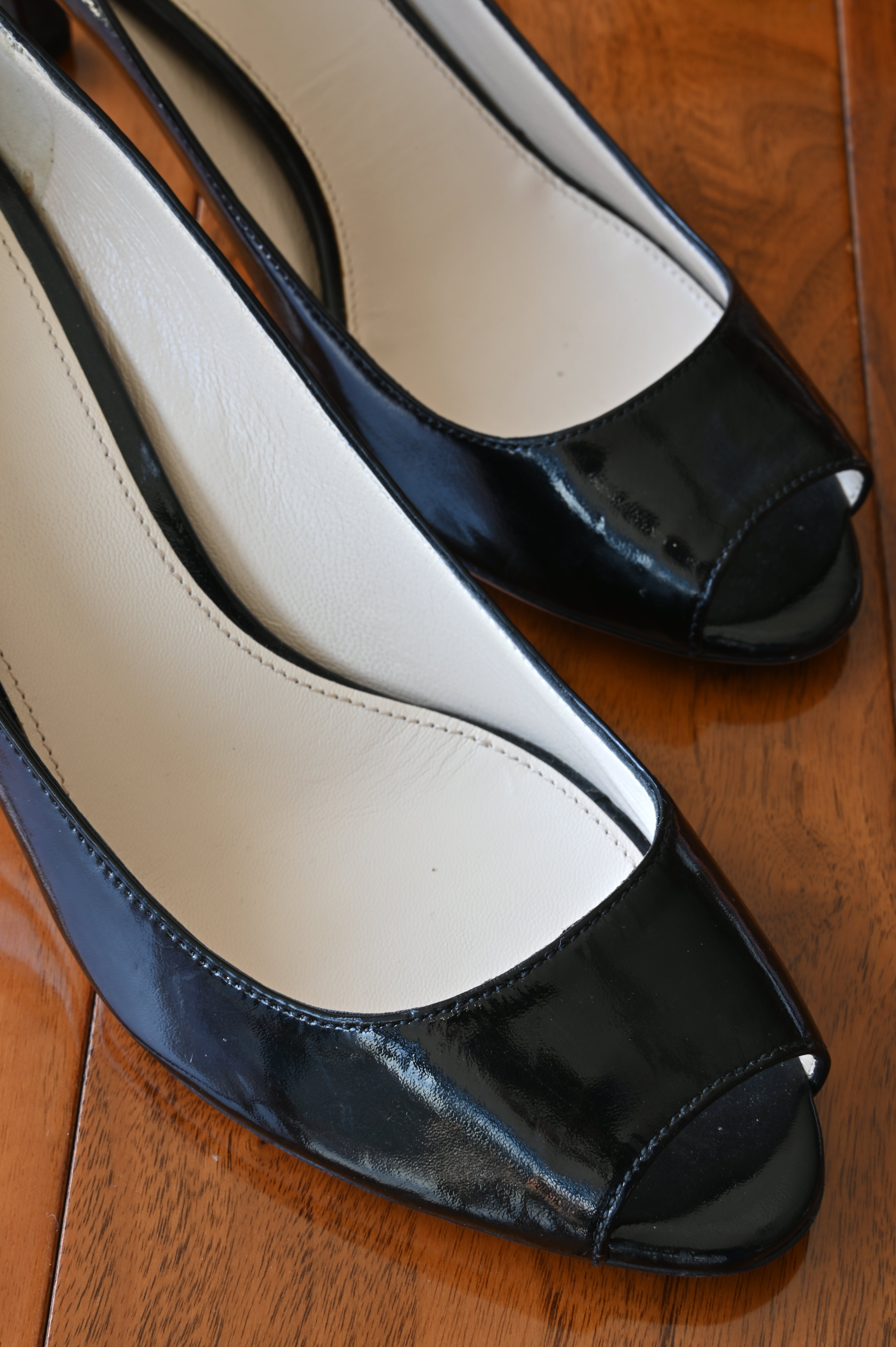 Prada Black Patent Heels front