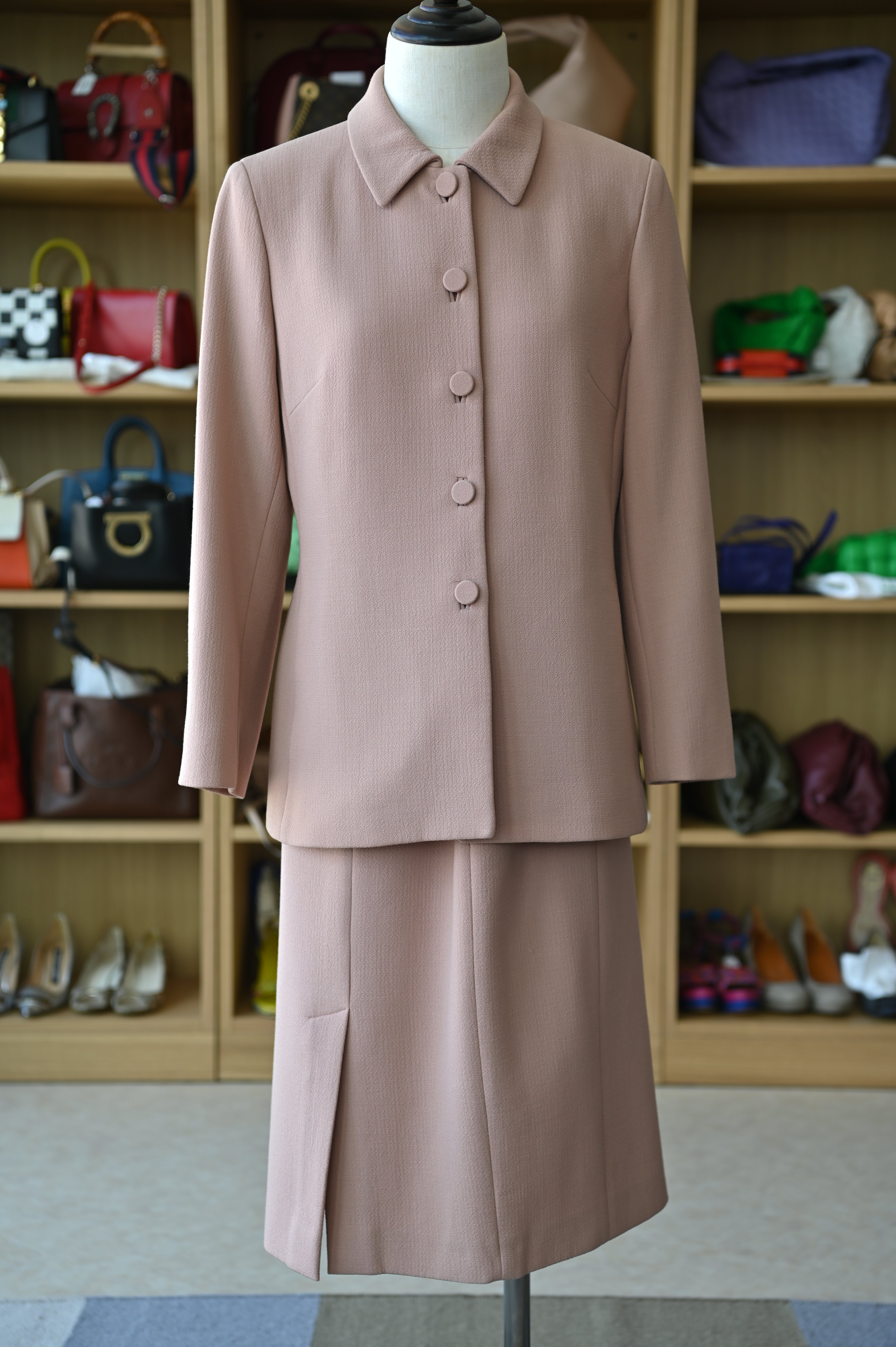 Prada Pink Beige Two-Piece Dress Suit